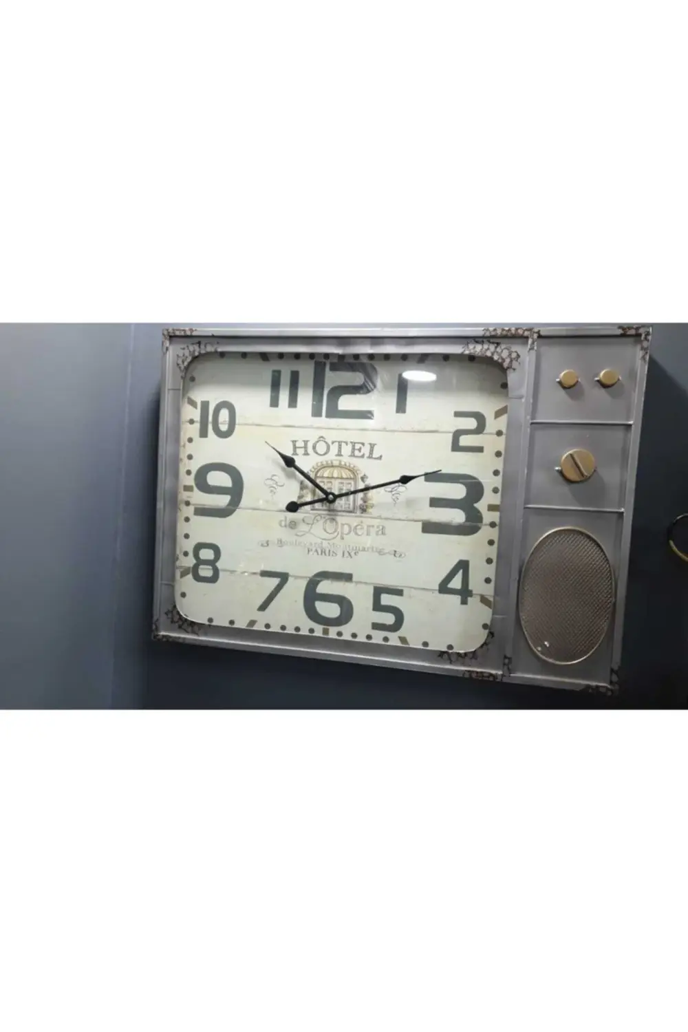 Gri Metal Wintage Radyo Modeli Saat