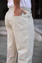 Combine Michail Gri Renk Erkek Yazlik Keten Karişimi Relaxed Pantolon - Gri