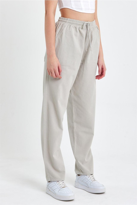 Gri Renk Kadın Yazlık Keten Karışımı Relaxed Pantolon - GRİ