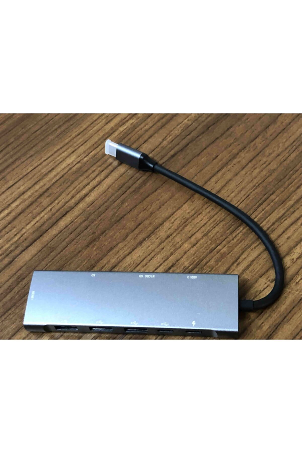 Gri Renk Metal Aleminyum Kasa 9 In 1 Çevirici Type C Hub Macbook 
