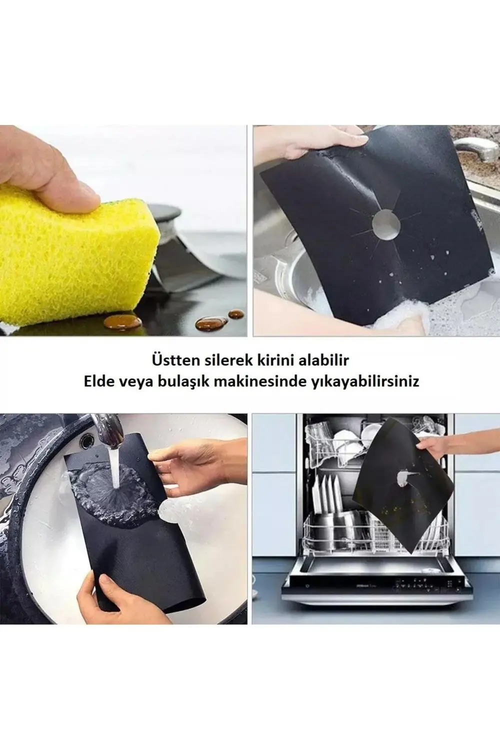 Gri Renk Ocak Koruyucu Folyo Yanmaz Yapışmaz Yıkanabilir 4 Adet