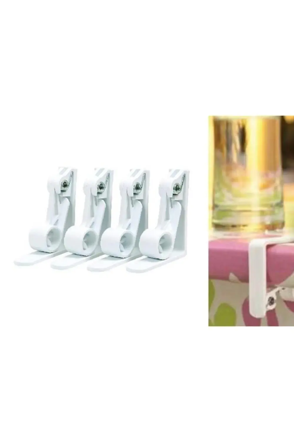 Gri renkli 8 adet yaylı masa örtüsü mandalı, plastik rüzgar klips