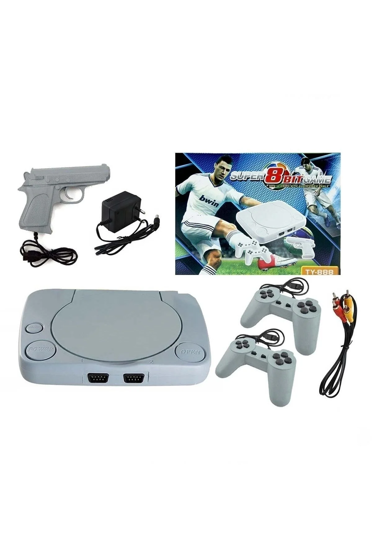 Gri Renkli 8 Bit Klasik Oyun Konsolu Retro TV Bağlantılı RCA Çıkışlı Kablolu Oyun Cihazı