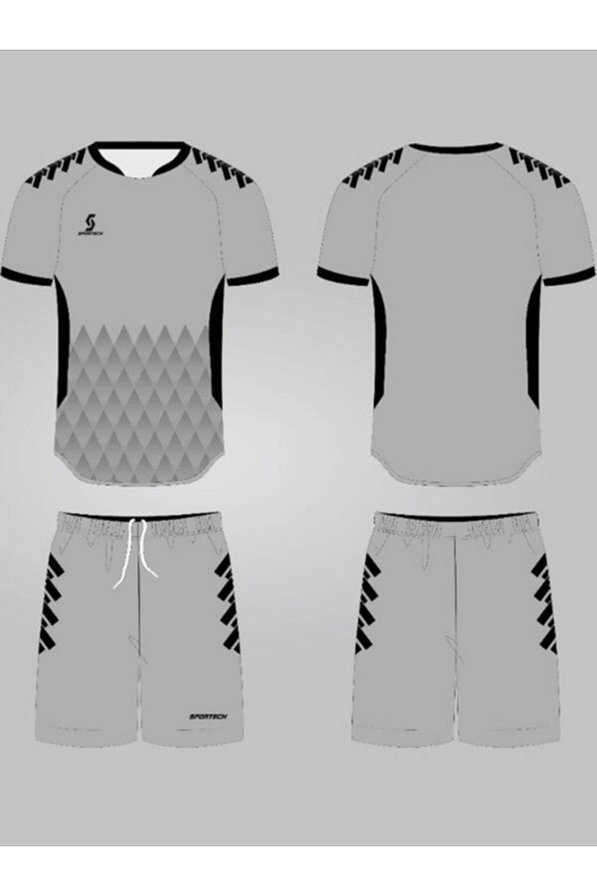 Sportech Gri-Siyah Forma Takımı (İsim Ve Numara Yazılır) K0174-M