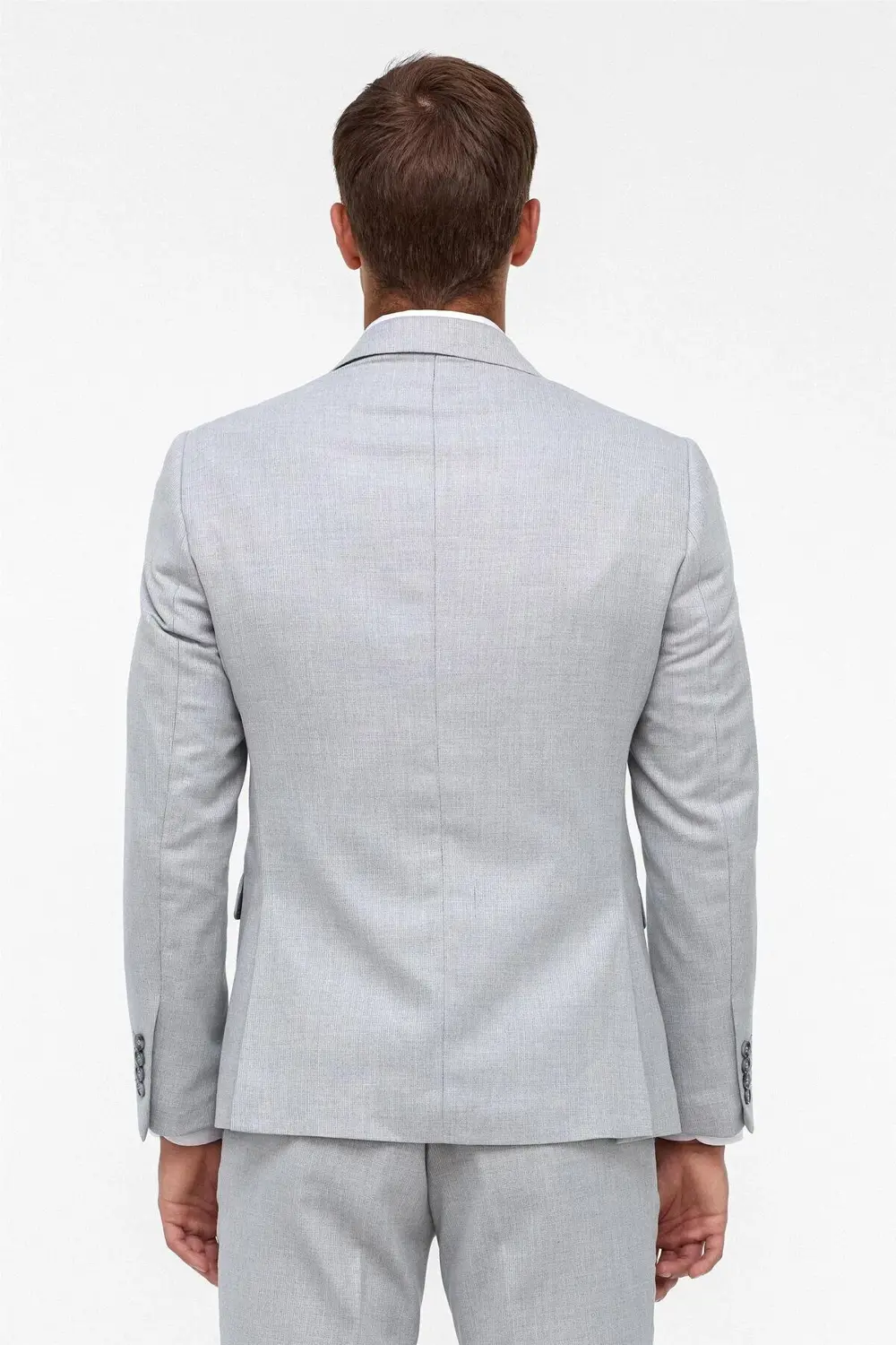 Gri Slim Fit Desenli Sivri Yaka 6 Drop Klasik Takım Elbise