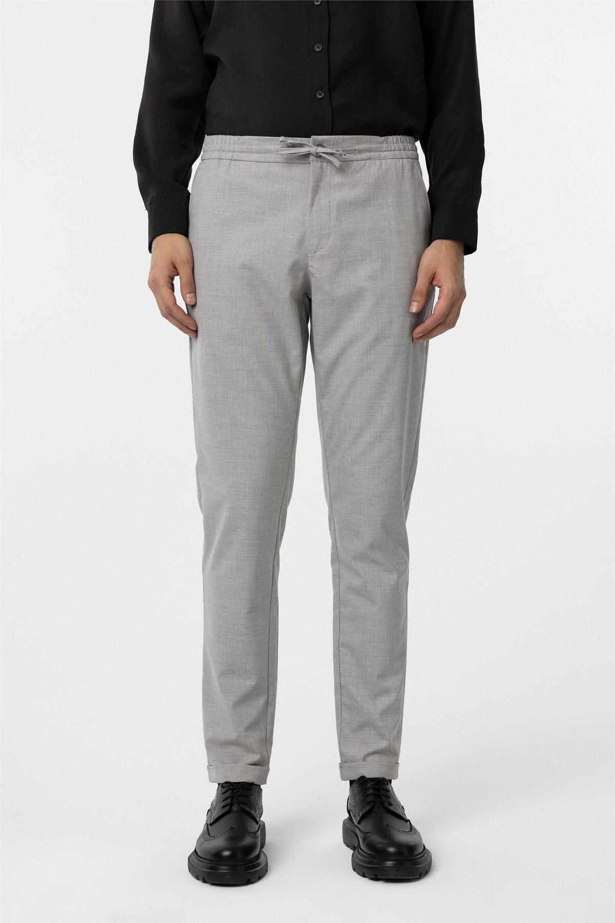 Süvari Gri Slim Fit Düz Jogger Pantolon
