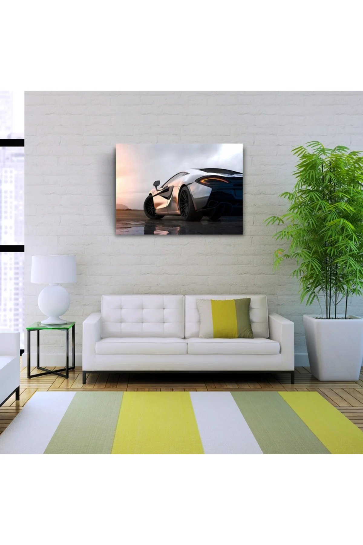 Gri Spor Araba Kanvas Tablo 50 x 70