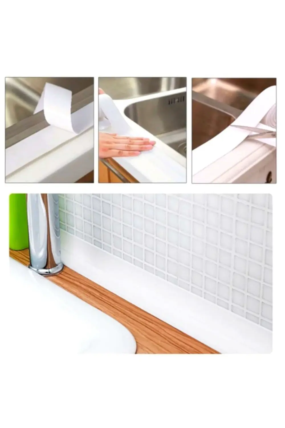 Gri Su Sızdırmaz Bant Lavabo Küvet Kenar Bandı (3.2M) (8585) Yeni