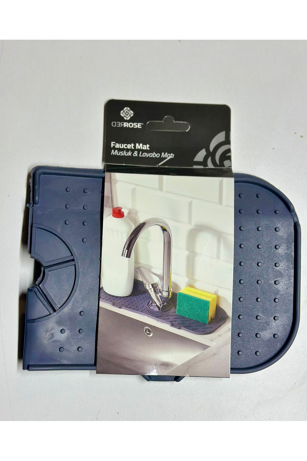 Gri Su Tutucu Musluk Matı Mutfak Banyo Koruyucu Musluk Lavabo Bul