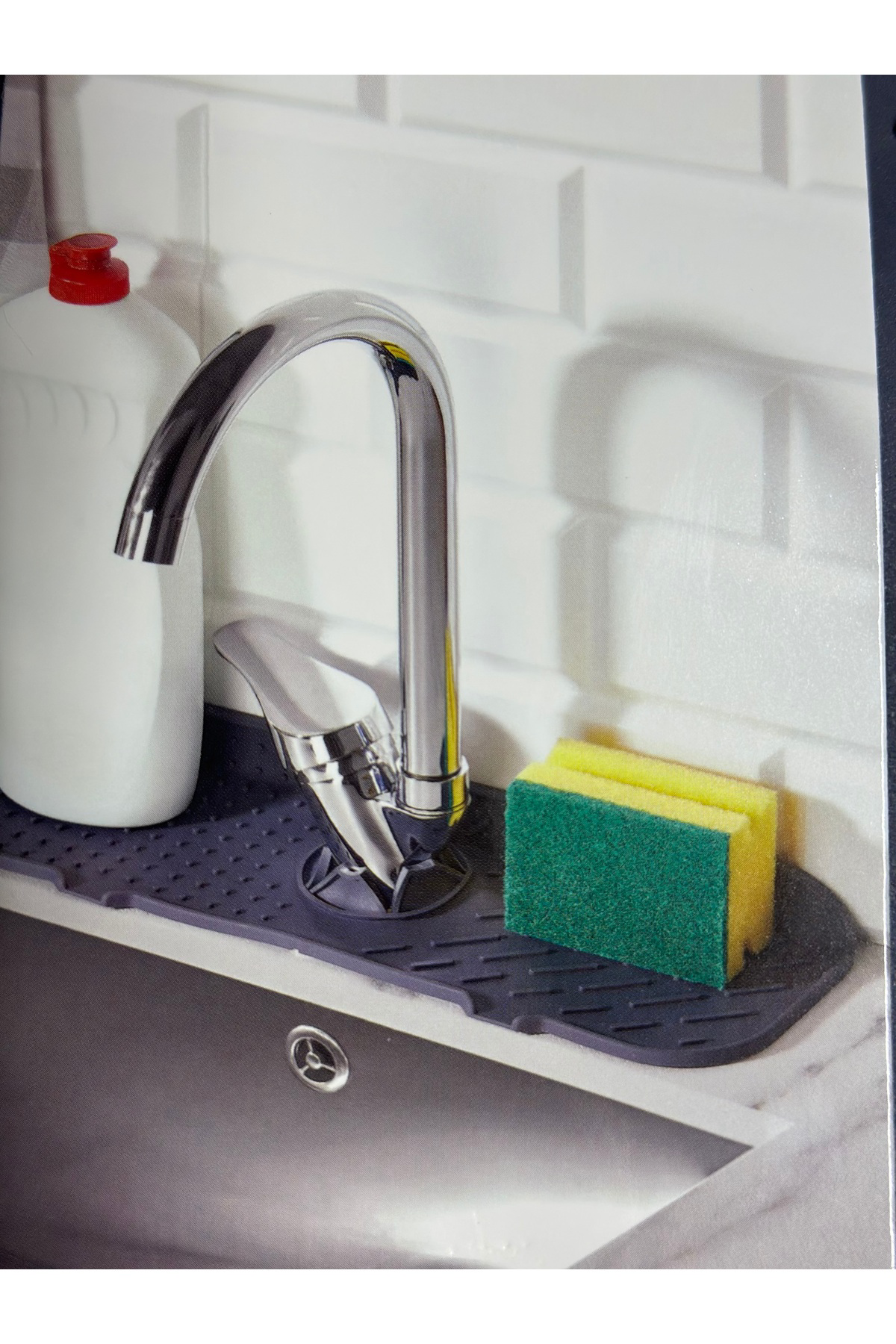 Gri Su Tutucu Musluk Matı Mutfak Banyo Koruyucu Musluk Lavabo Bul