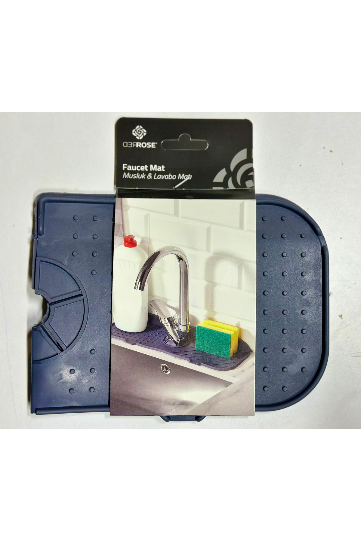 Gri Su Tutucu Musluk Matı Mutfak Banyo Koruyucu Musluk Lavabo Bul