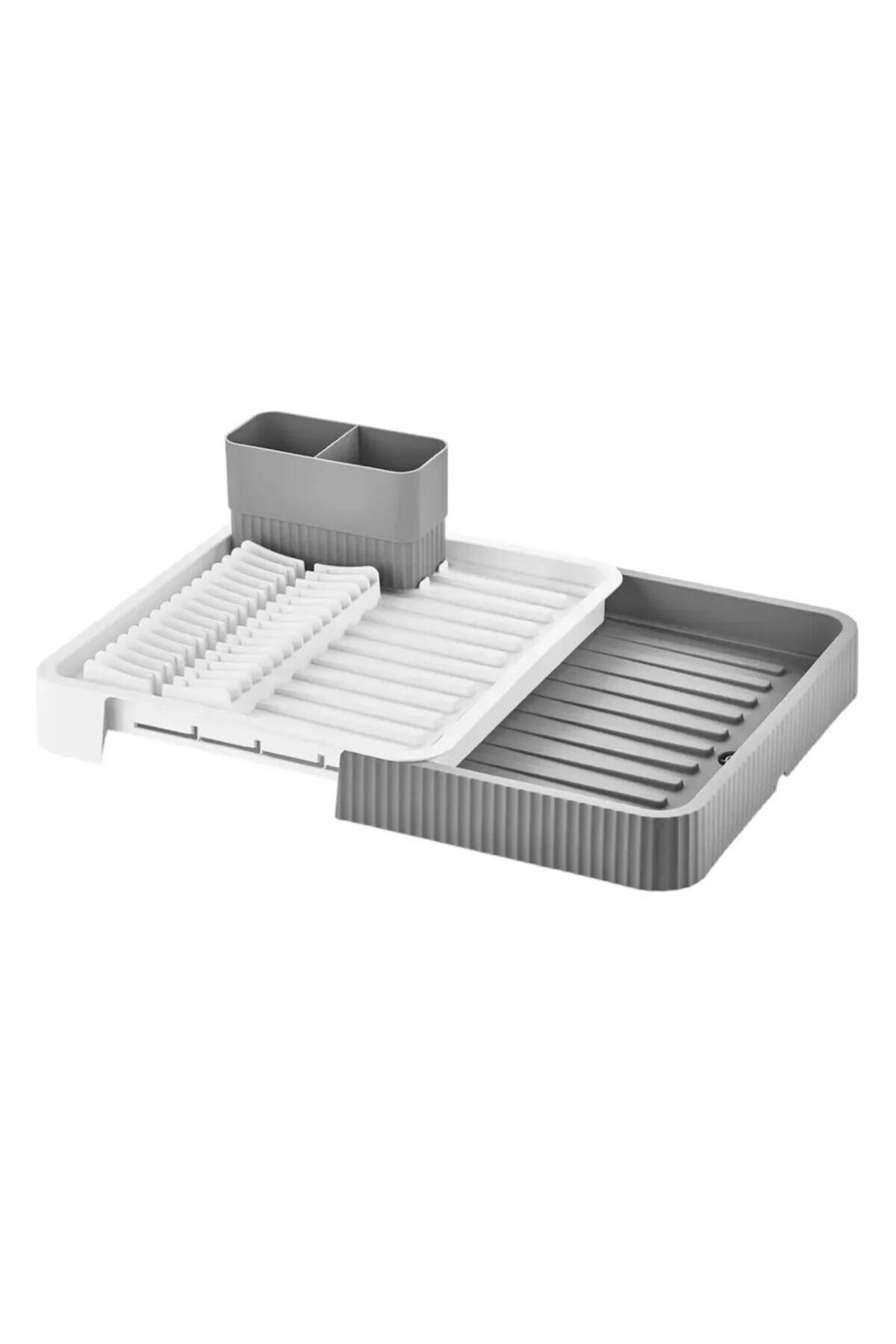 GRİ Sürgülü Bulaşıklık – Ayarlanabilir Paslanmaz Plastik Bulaşık 