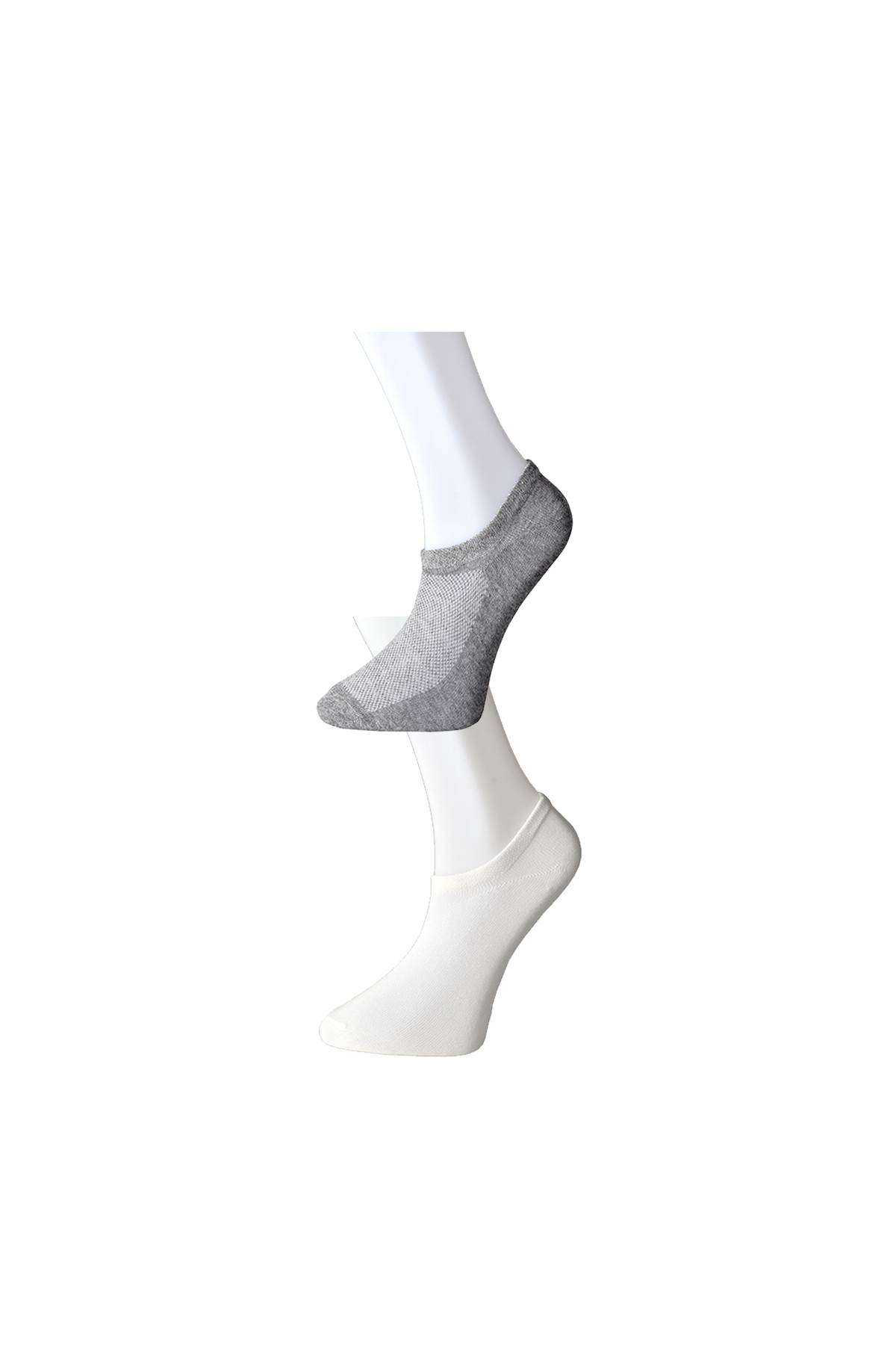 Gri ve Beyaz Erkek Görünmez Çorap 3 çift Gri ve Beyaz Erkek Görünmez Çorap 3 çift