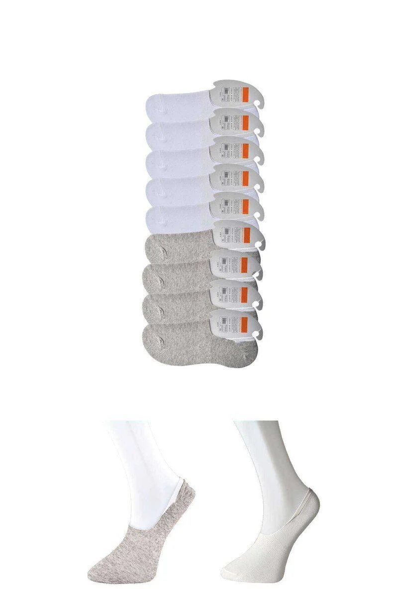 Gri ve Beyaz Erkek Babet Çorap 9'lu Paket - Yumuşak Pamuklu Rahat Çorap