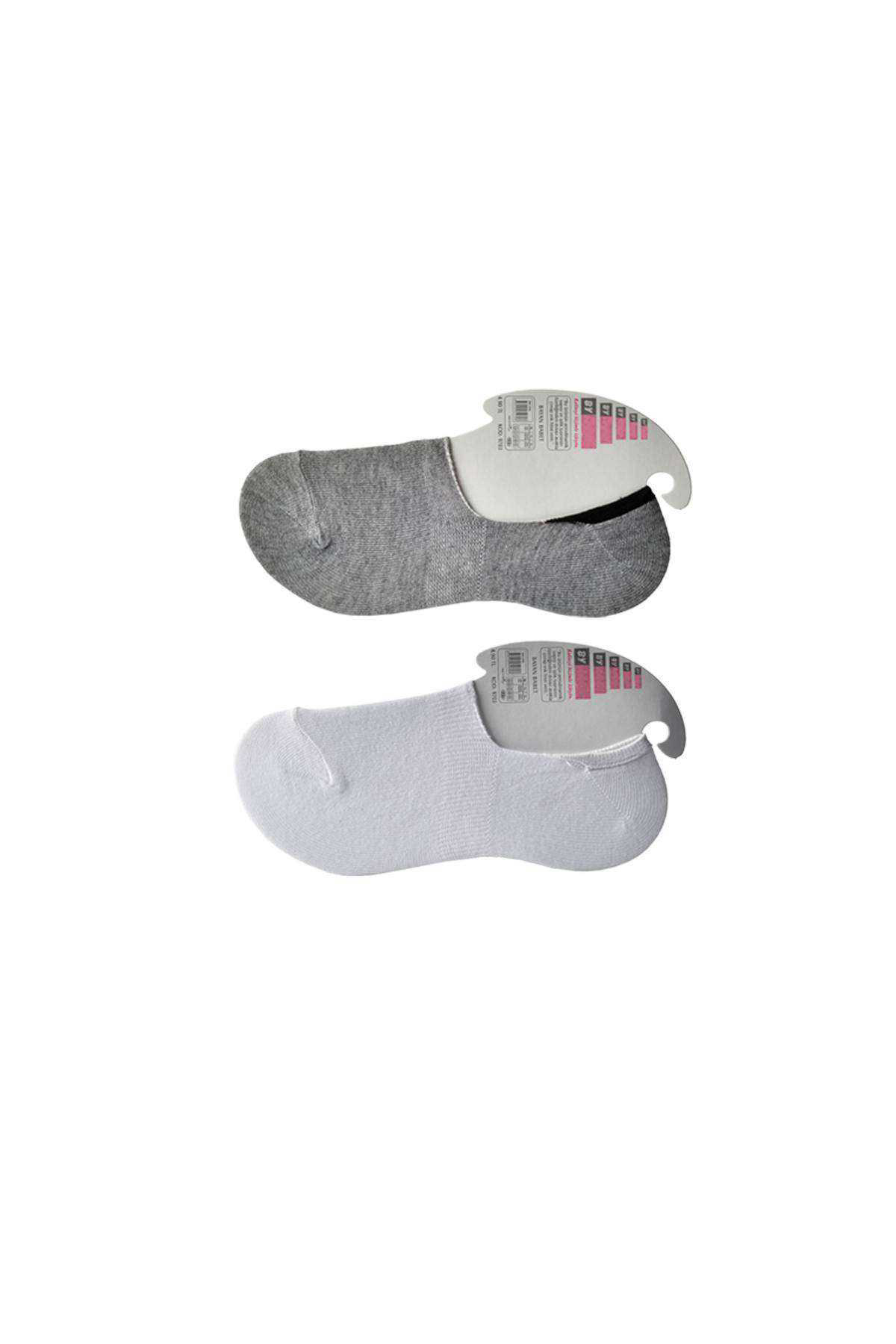 Just Cheap Store Gri Ve Beyaz Kadin Babet Çorap 12 Çift