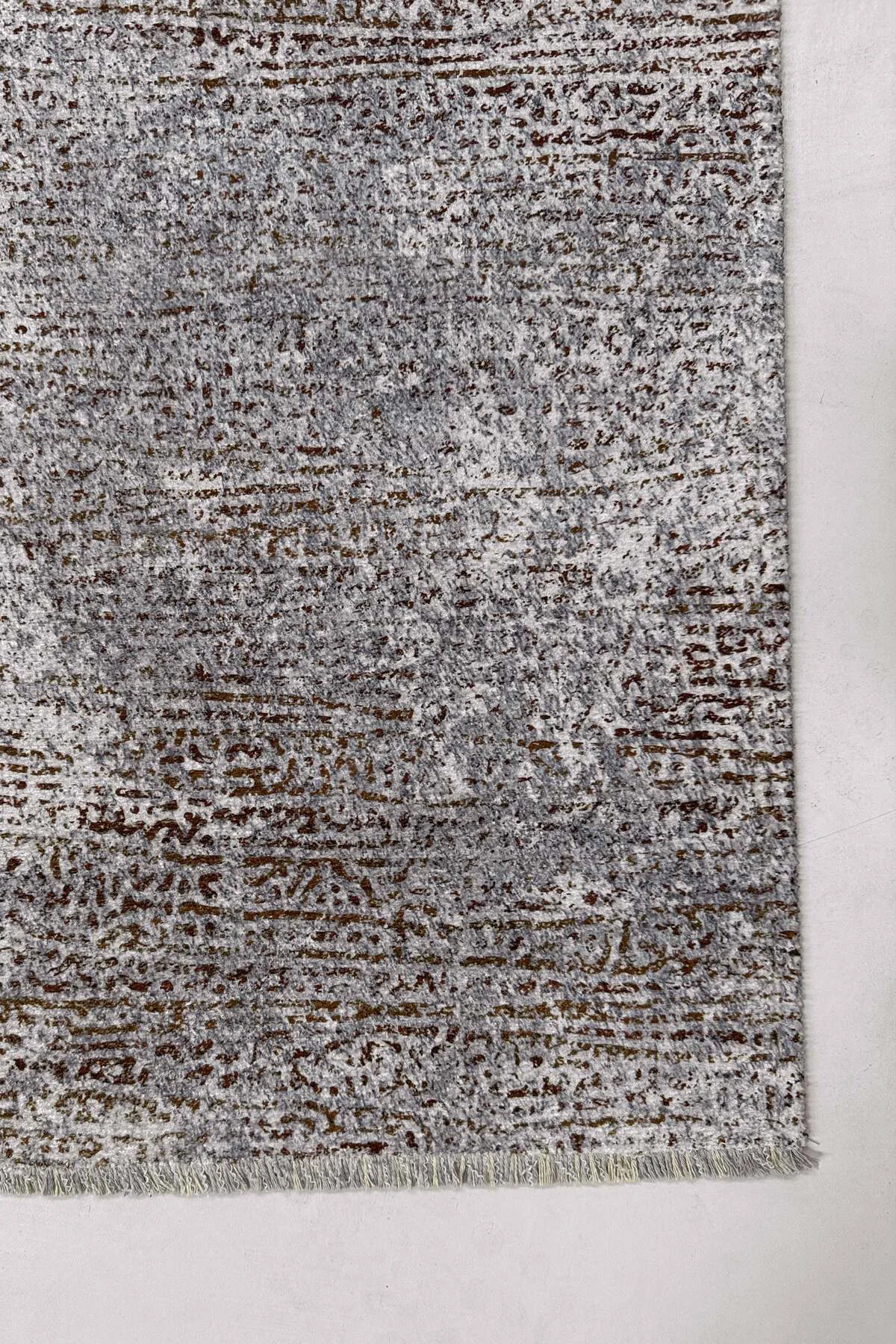 Gri Vizon Abstract Şönil Halı Kilim Yolluk Saçaklı Kaymaz Yıkanab