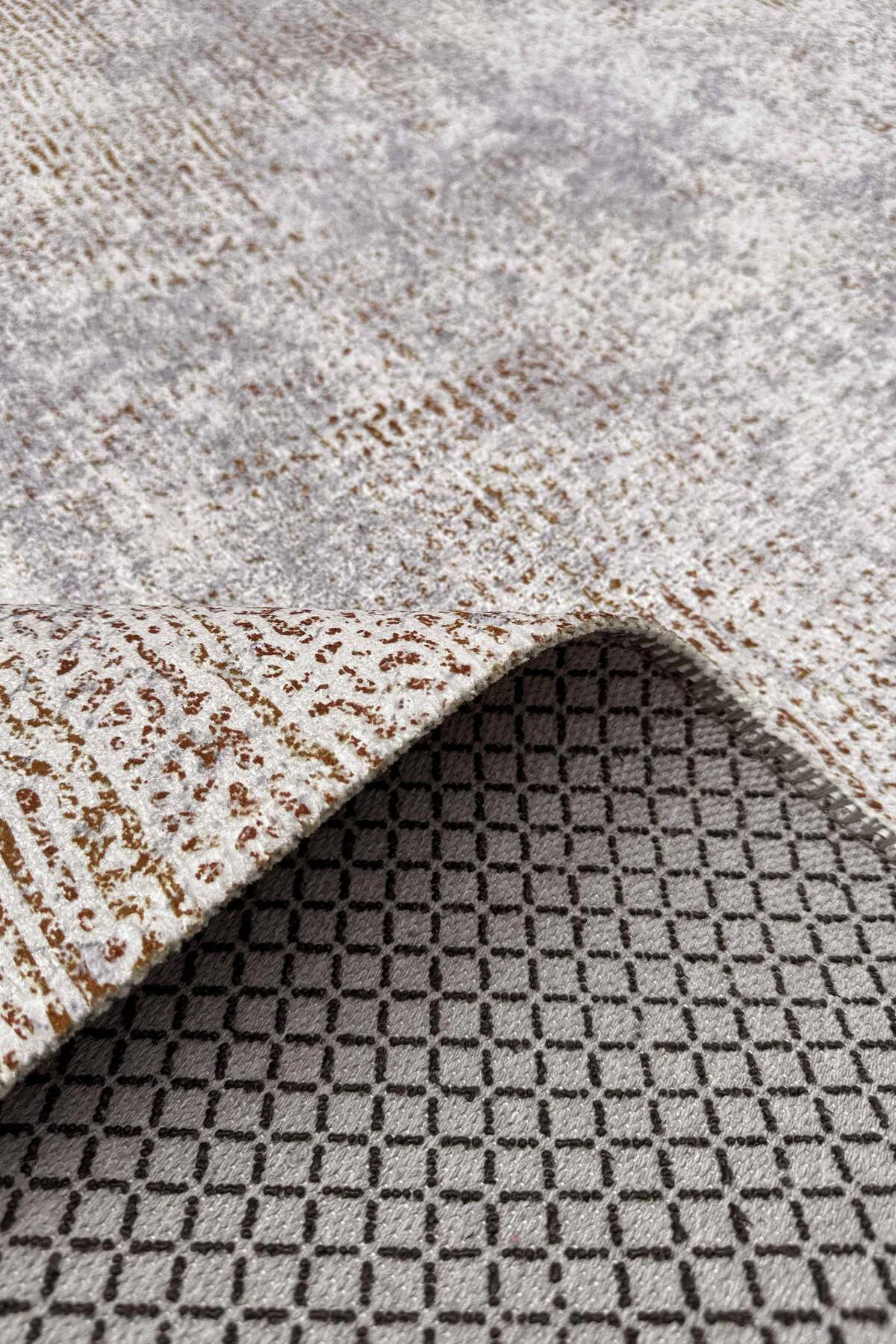Gri Vizon Abstract Şönil Halı Kilim Yolluk Saçaklı Kaymaz Yıkanab