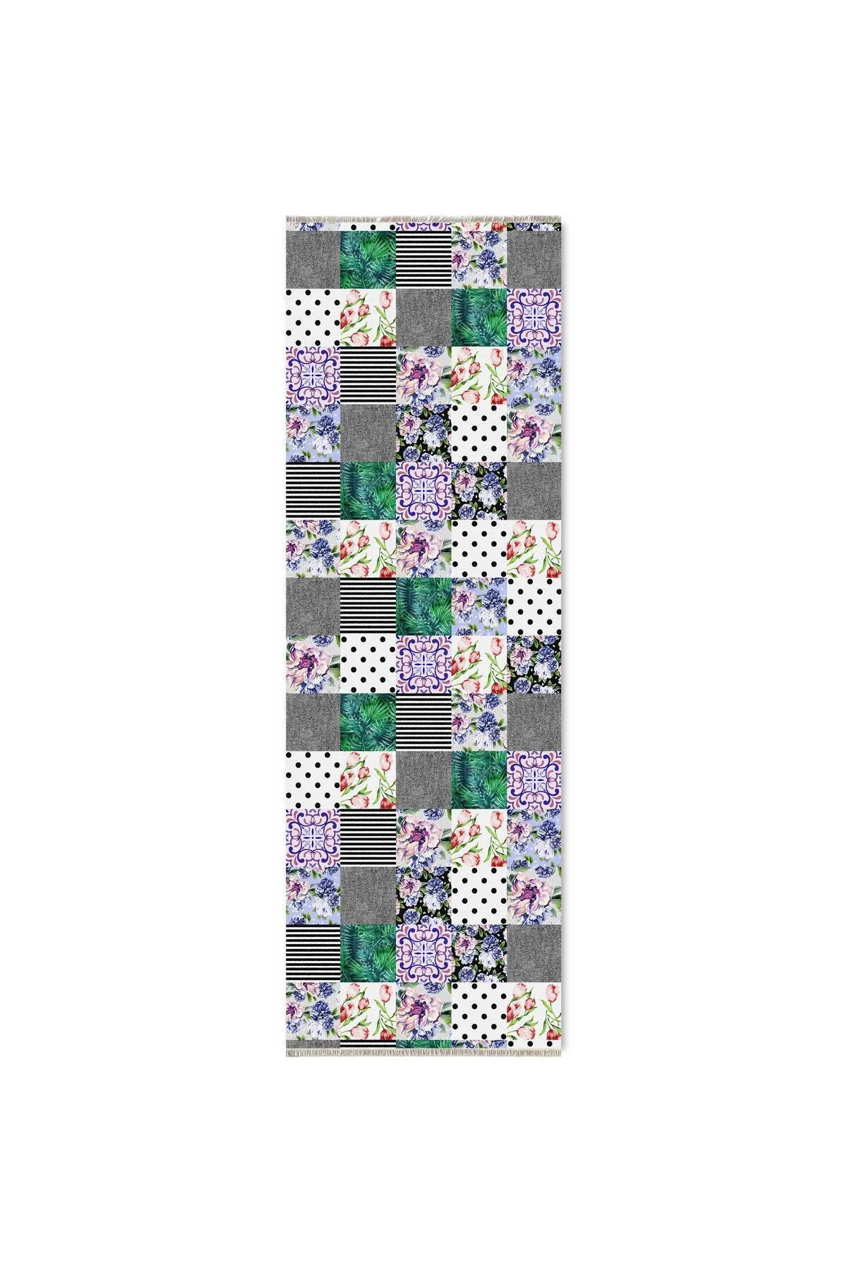 Gri Yeşil Çiçekli Patchwork Şönil Halı Kilim Yolluk Kaymaz Yıkanabilir Mutfak Koridor Oturma Odası Gri Yeşil Çiçekli Patchwork Şönil Halı Kilim Yolluk Kaymaz Yıkanabilir Mutfak Koridor Oturma Odası