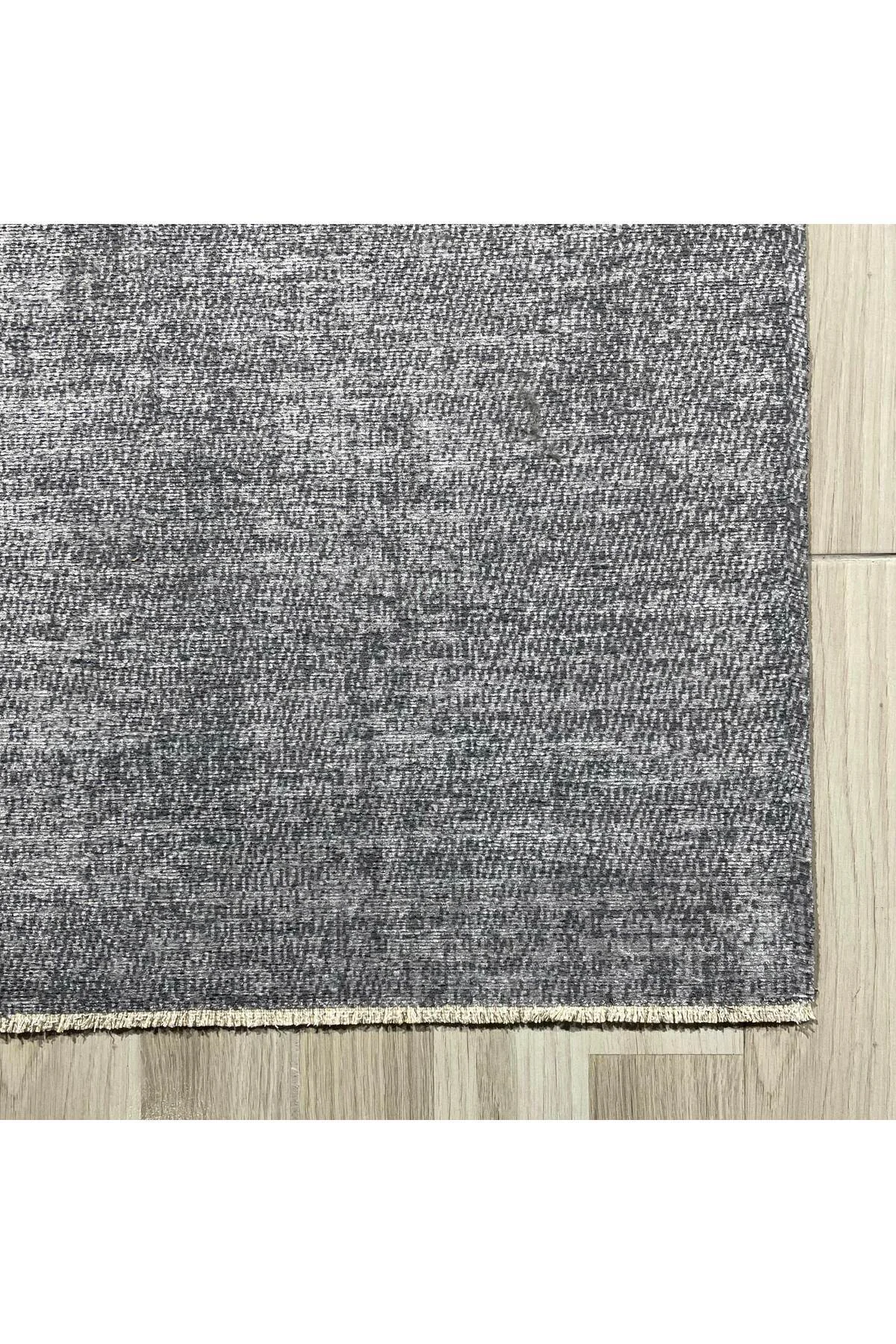 Gri Yeşil Modern Şönil Halı Kilim Yolluk Kaymaz Yıkanabilir Yatak