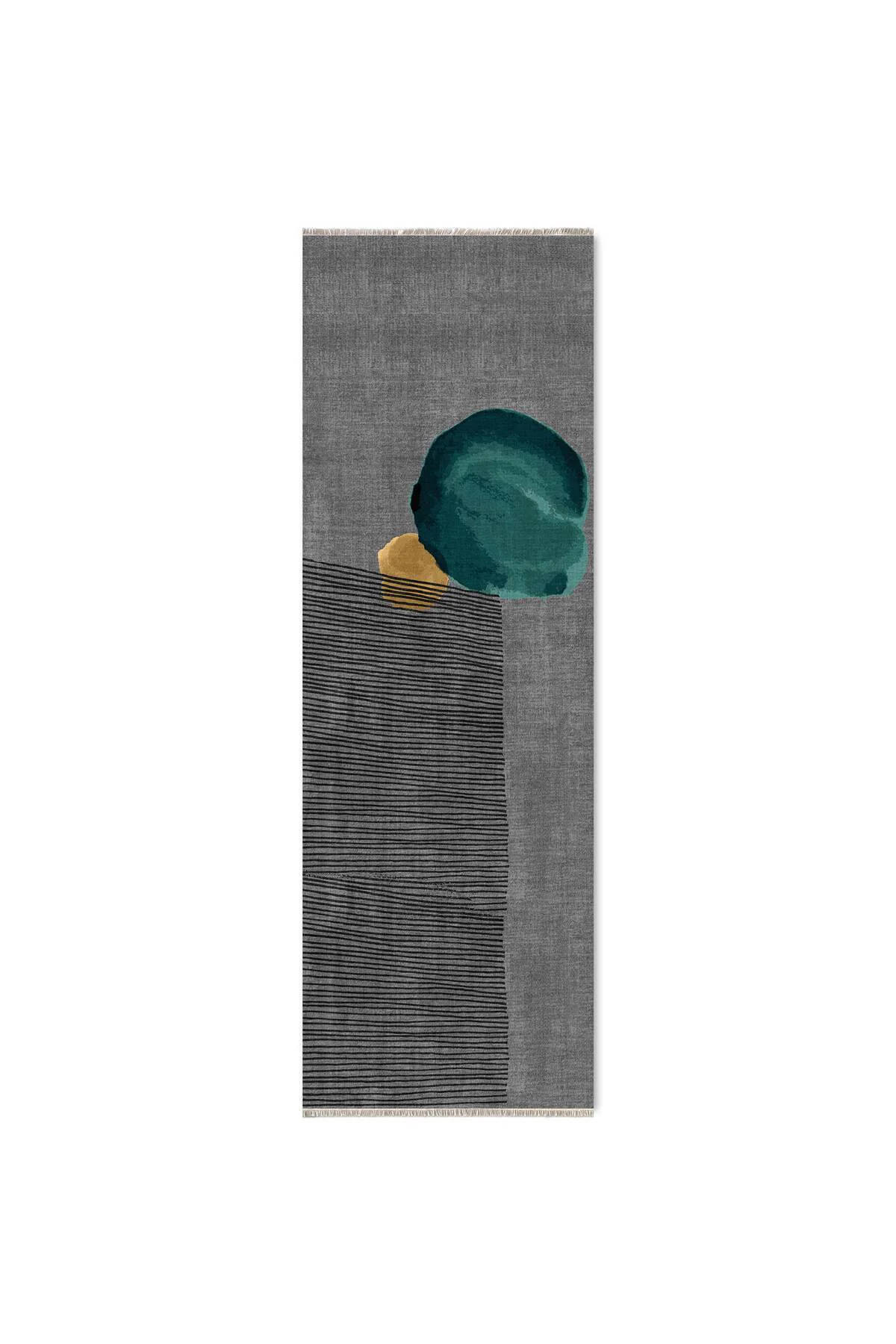 Gri Yeşil Modern Şönil Halı Kilim Yolluk Kaymaz Yıkanabilir Yatak
