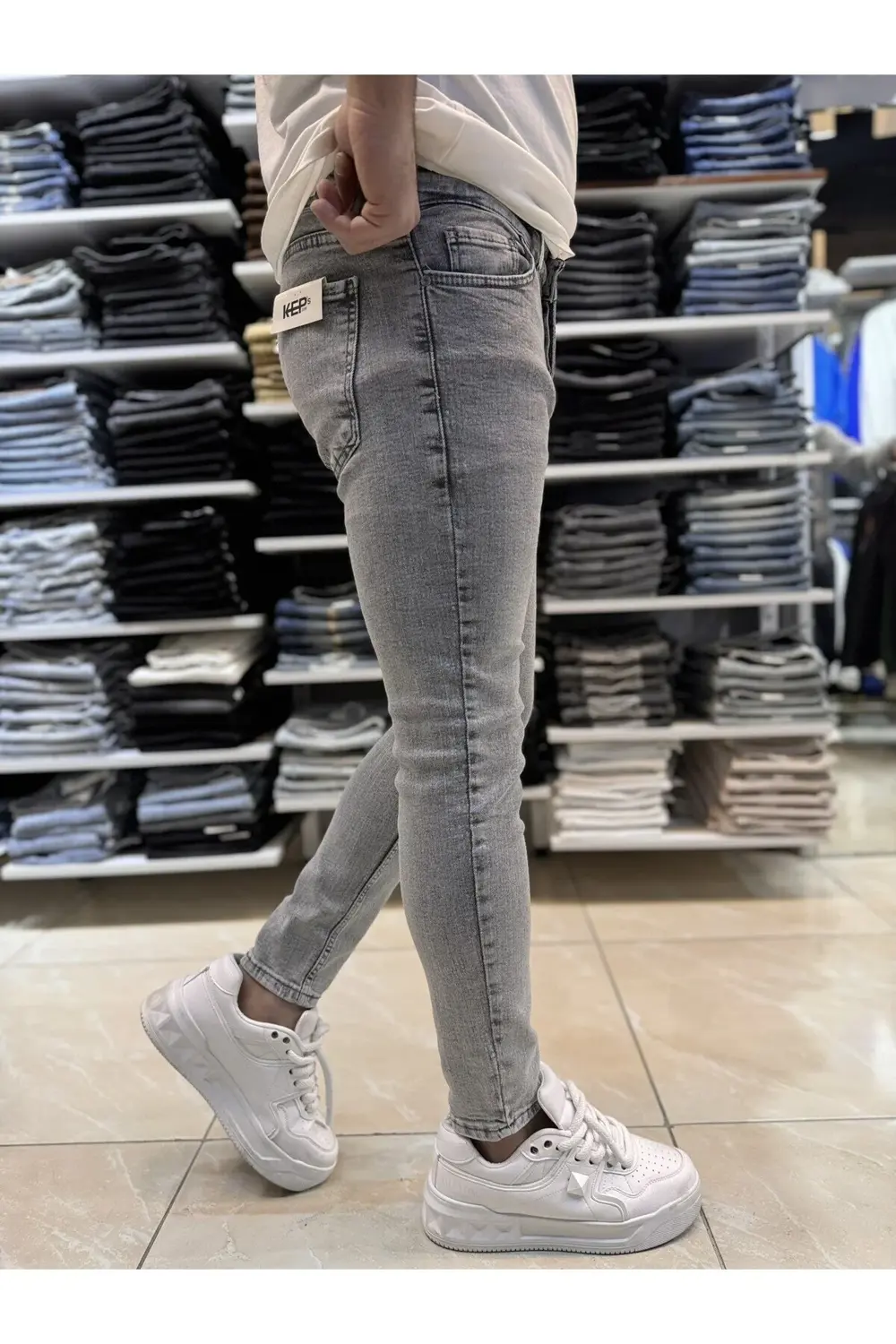 Gri Yıkamalı Skinny Fit Jean 529CslKe