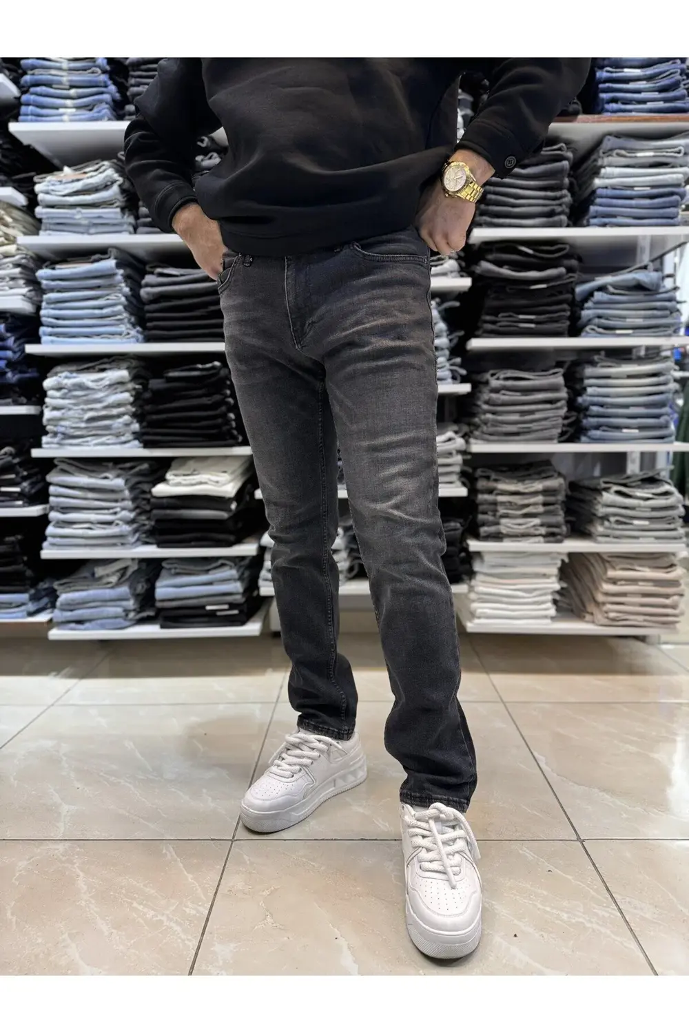Gri Yıkamalı Slim Fit Jean 126CslMa
