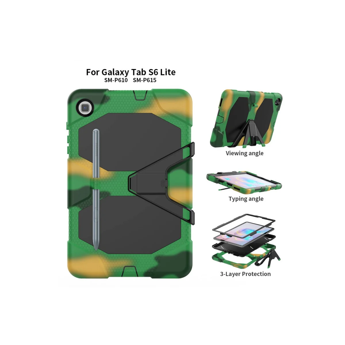 Griffin Galaxy T500 Tab A7 10.4 Tablet Kılıfı - 360° Dönen Stand, Kamuflaj Desen, Kalem Bölmeli