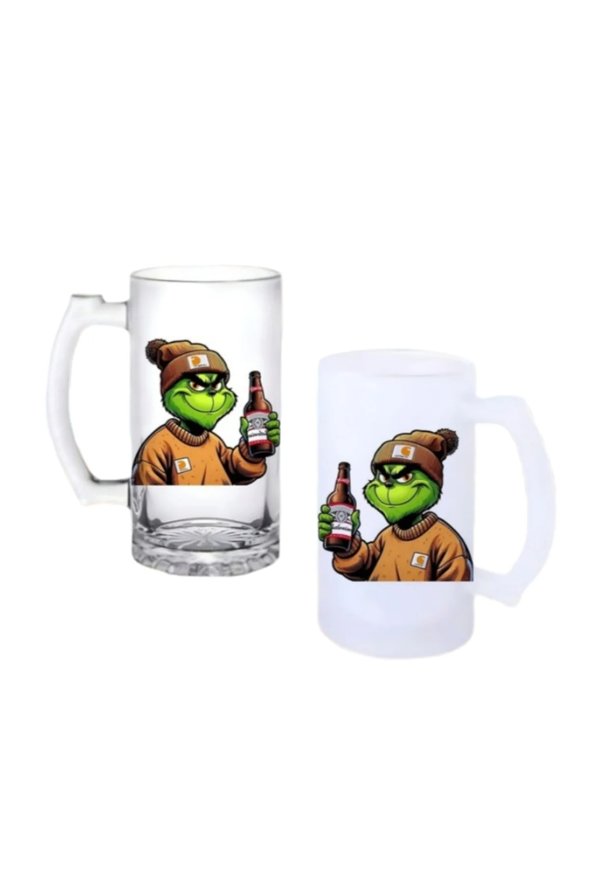 Grinch Kulplu Bira Bardağı Buzlu veya Şeffaf Seçenekli 083