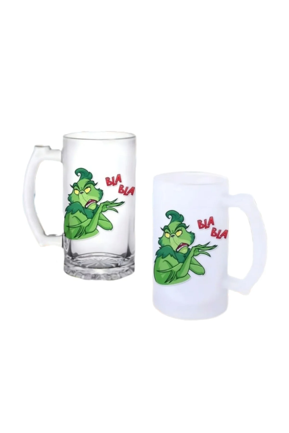 Grinch Kulplu Bira Bardağı Buzlu veya Şeffaf Seçenekli 082