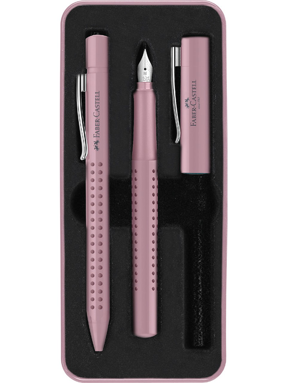 Faber Castell Grip 2010 Dolma + Tükenmez Kalem Set Gül Rengi