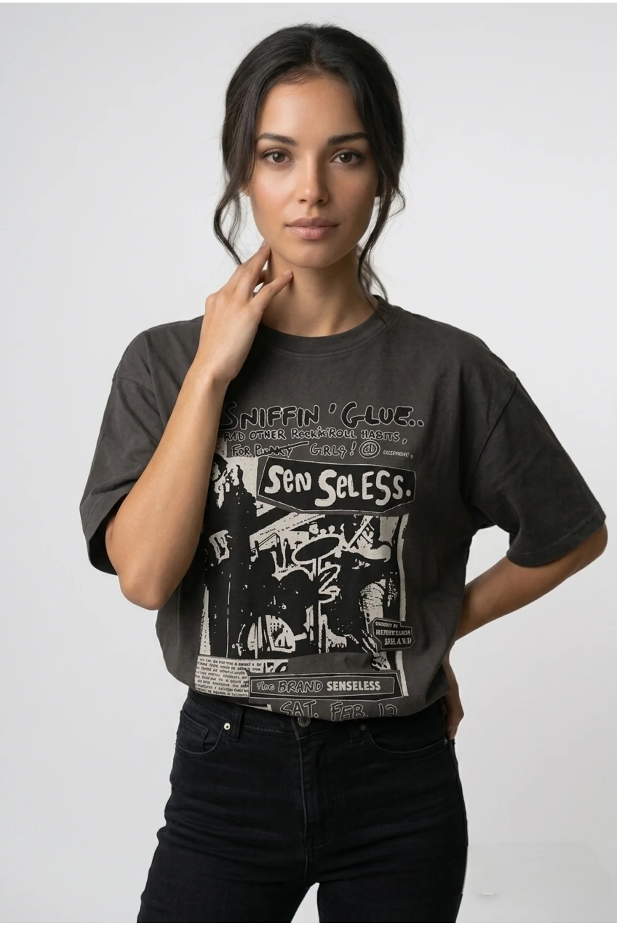 Grunge Karikatür Baskılı (unisex) T-shirt