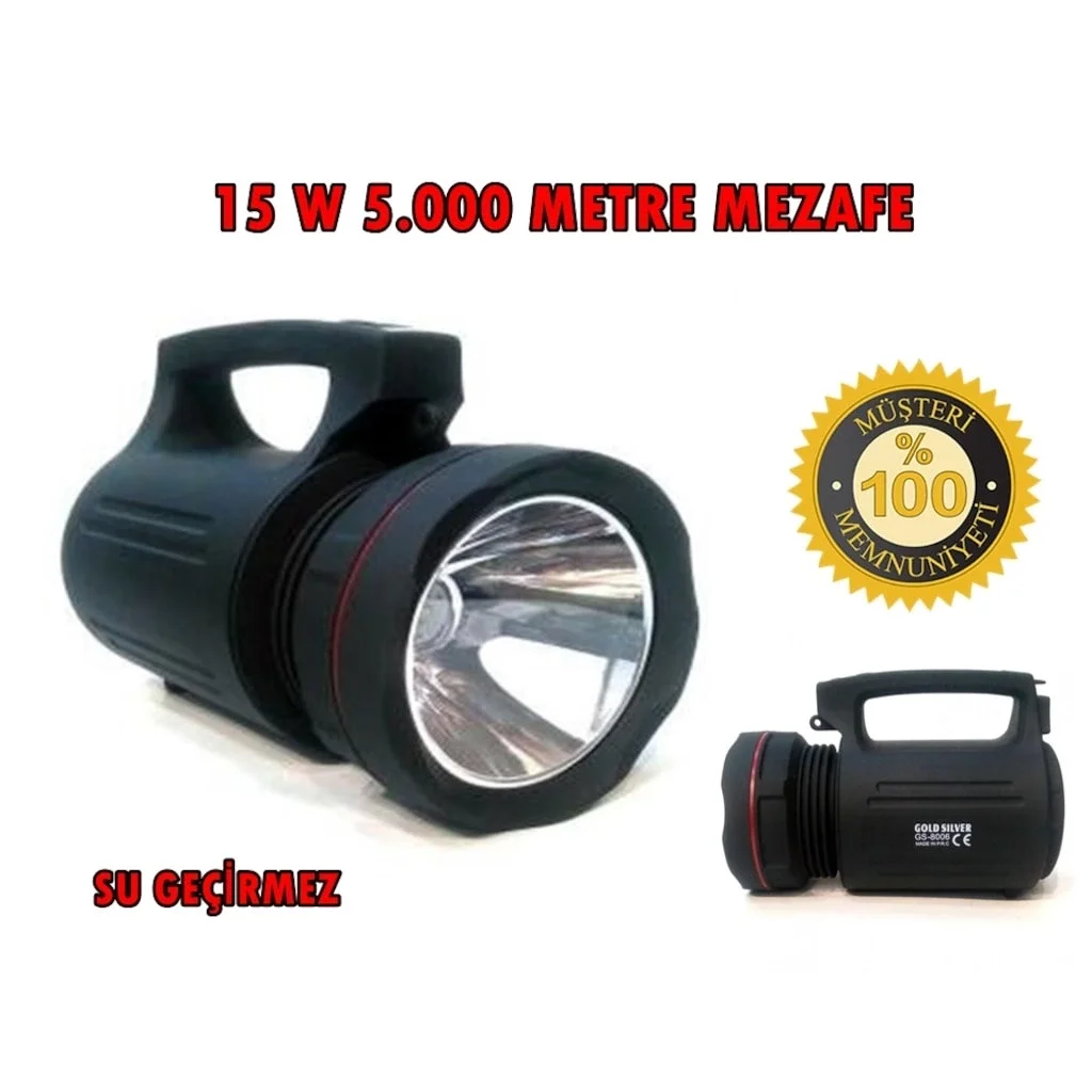 Gs-8006 Parlak Ledli Taşınabilir Şarj Edilebilir El Feneri 15w Gs-8006 Parlak Ledli Taşınabilir Şarj Edilebilir El Feneri 15w