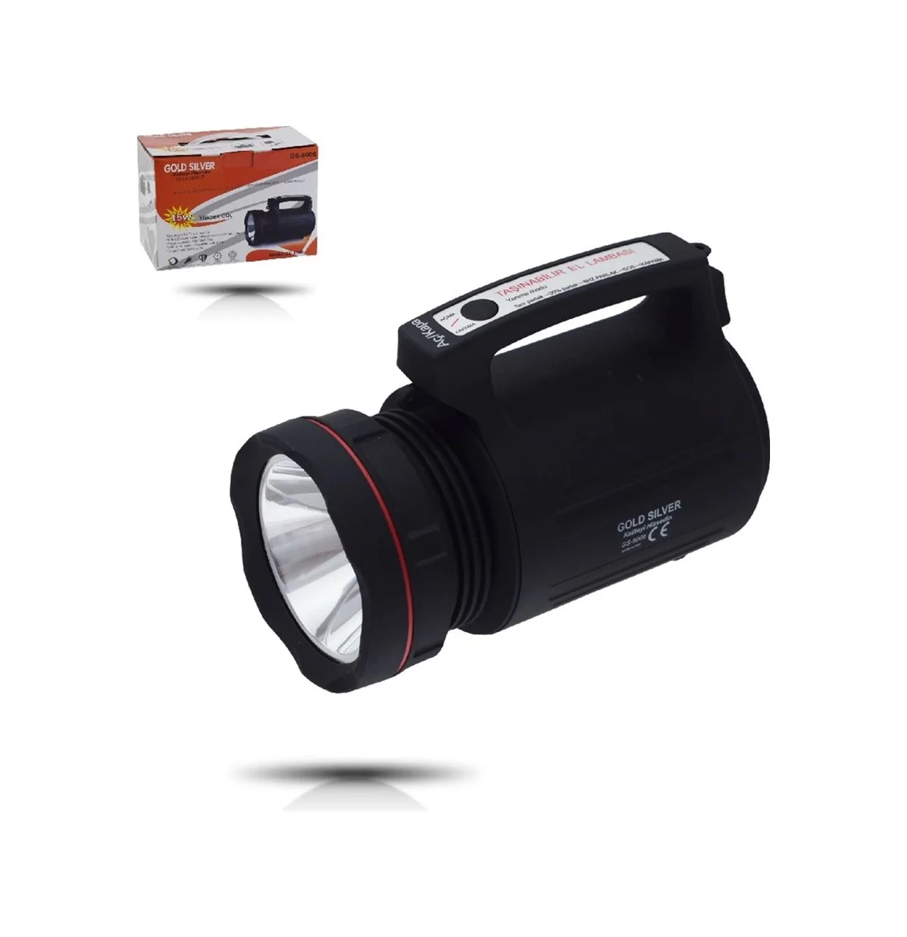 Gs-8006 Parlak Ledli Taşınabilir Şarj Edilebilir El Feneri 15w Lisinya Diğer