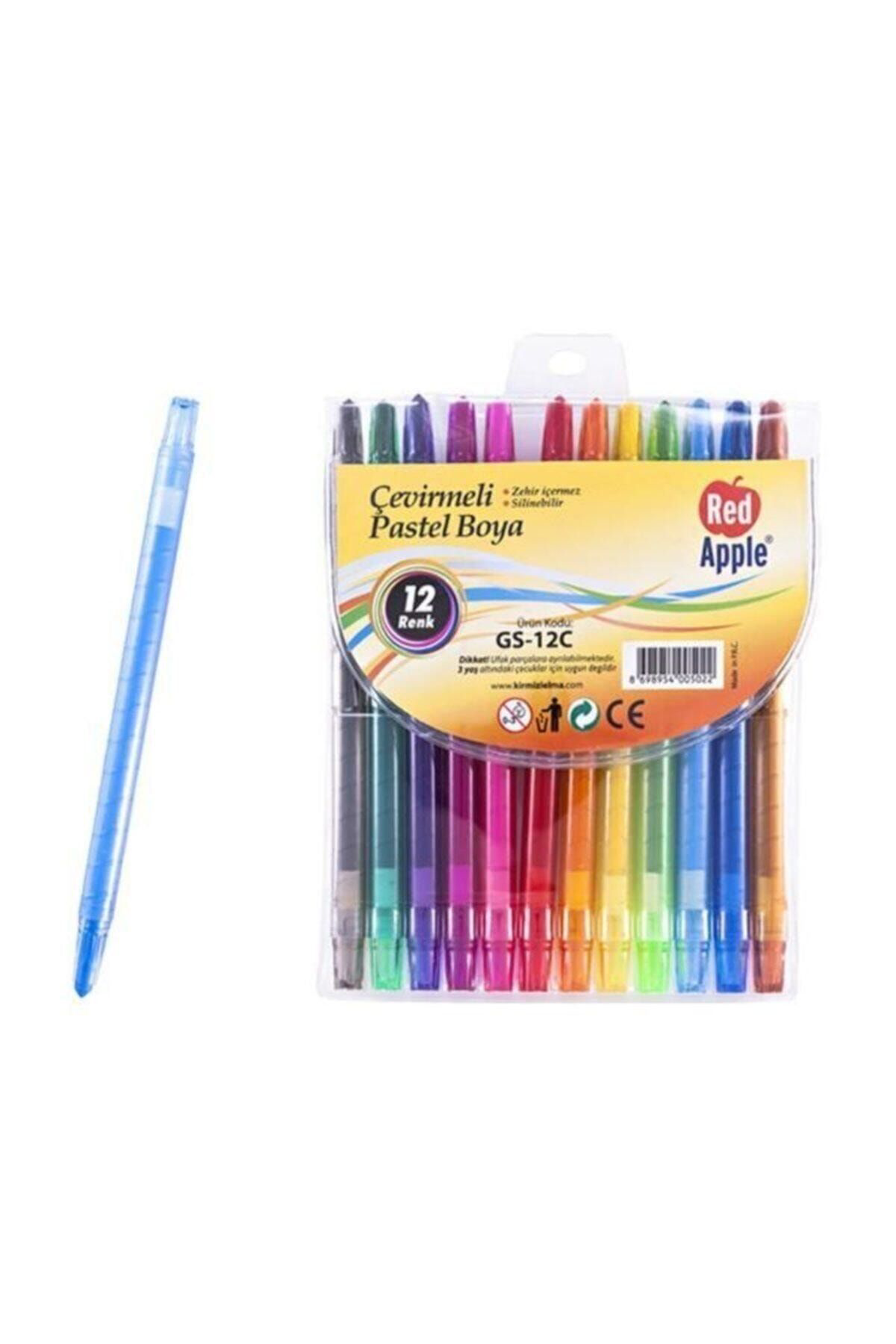 Red Apple Gs12c Çevirmeli Mum Boya 12 Renk