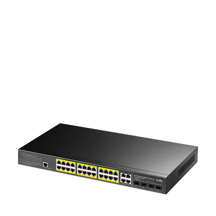GS2028PS4-300W 24 Port GE 4*1G SFP&RJ45 Combo 19" 1U Çelik Layer2 Yönetilebilir POE+ Switch