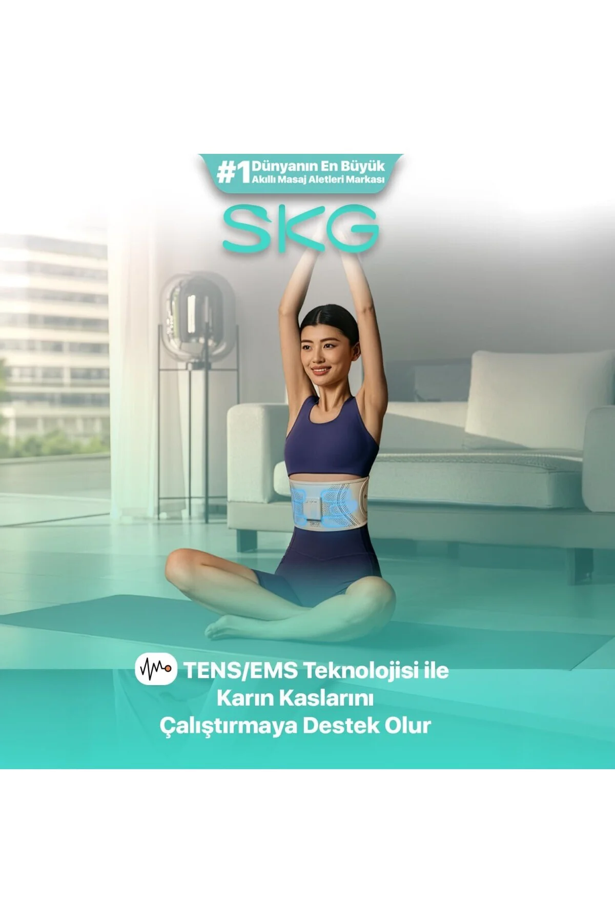 GS300 TENS-EMS Akıllı Taşınabilir Karın Masaj Aleti/Robotu | Isı 
