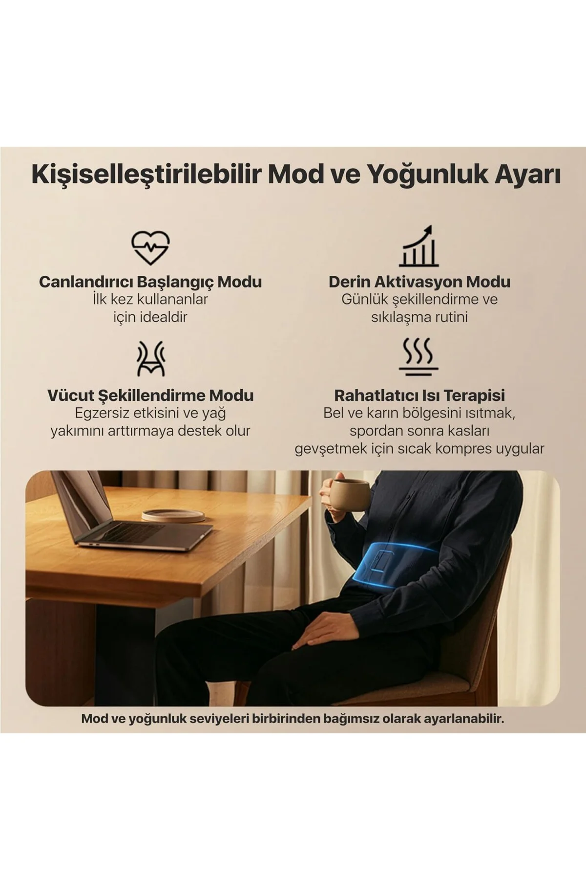 GS300 TENS-EMS Akıllı Taşınabilir Karın Masaj Aleti/Robotu | Isı 