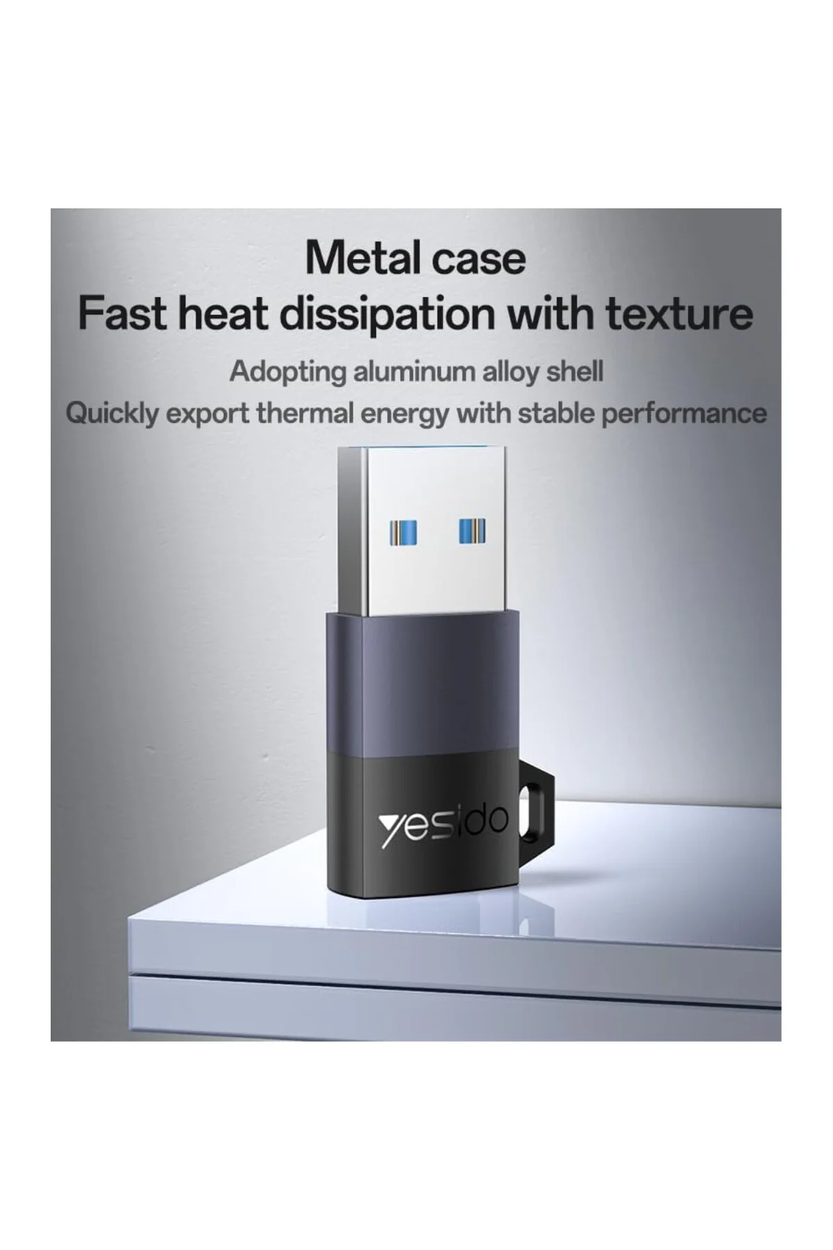 GS34 USB to Type-C 480 Mbps Data ve 18W Hızlı Şarj Destekli OTG Dönüştürücü - Siy
