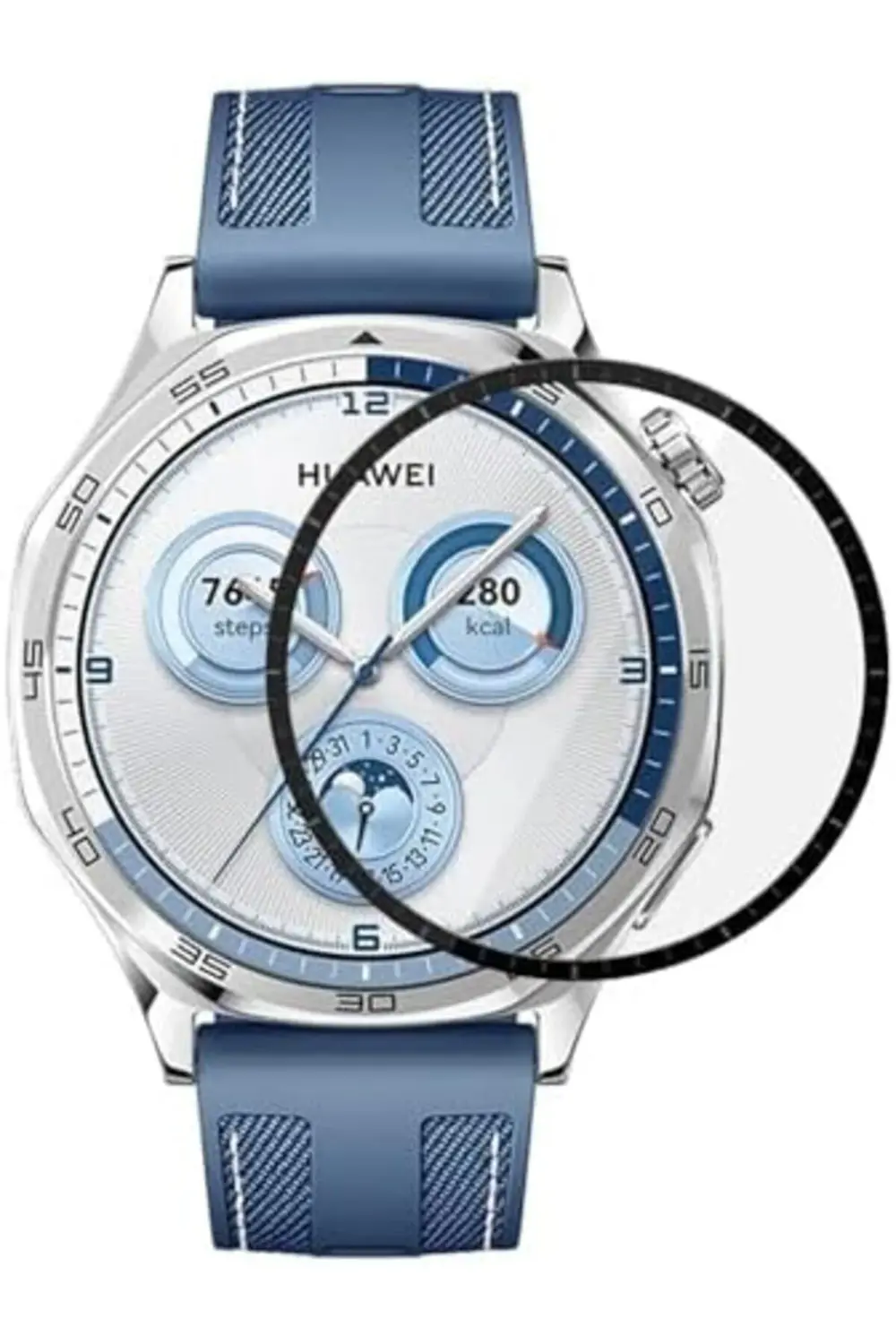 GT5 46mm Tam Kaplayan Temperli Cam Full Ekran Koruyucu Siyah 3955