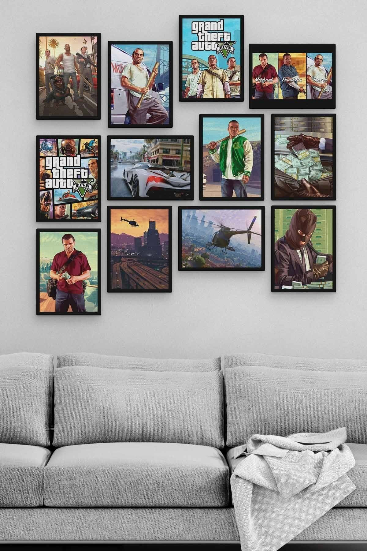 Gta 12 Parça Ahşap Mdf Tablo Zlltb205