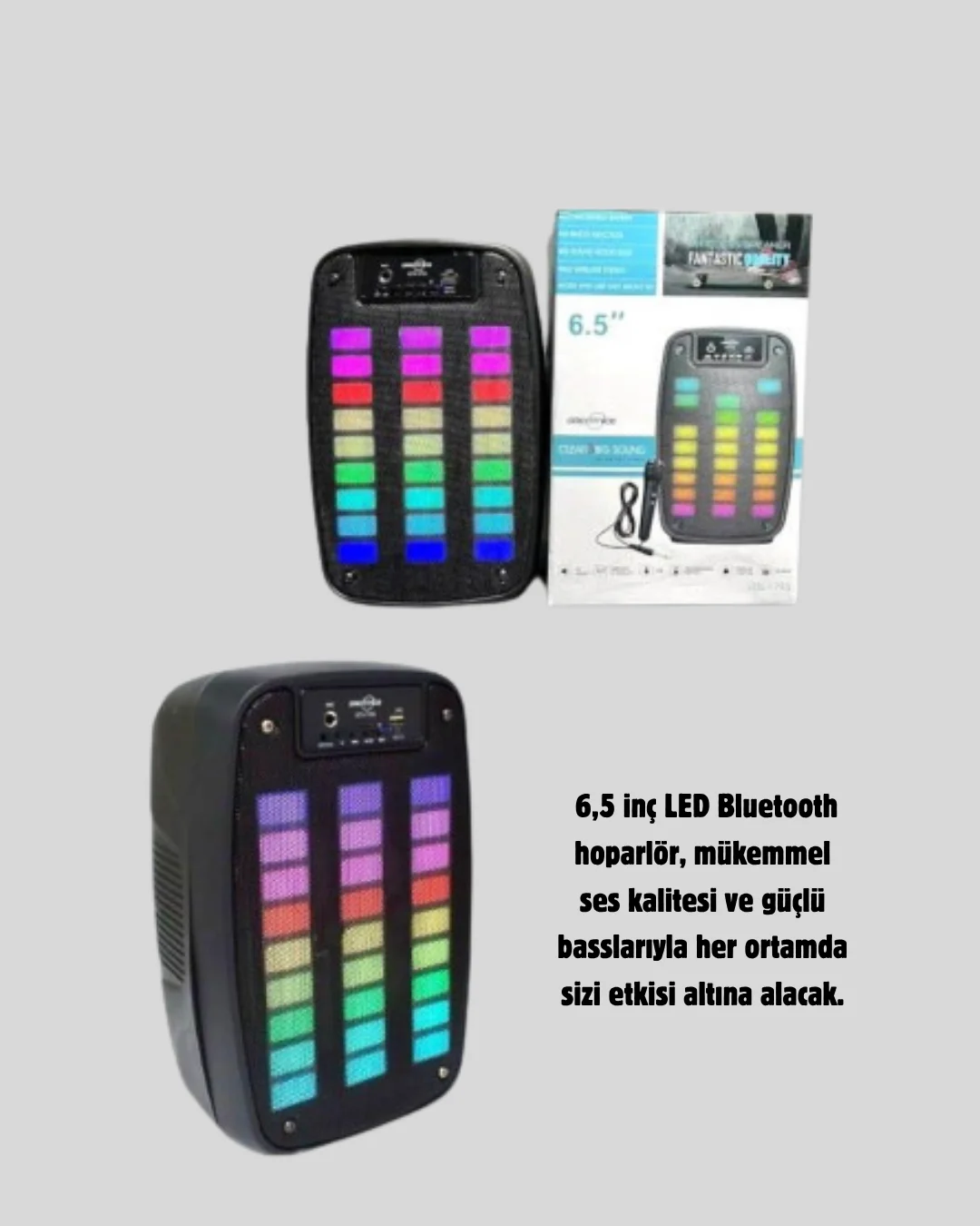 GTS 1793 Işıklı 6.5 İnç Kablosuz Hoparlör Bluetooth, USB ve FM Öz