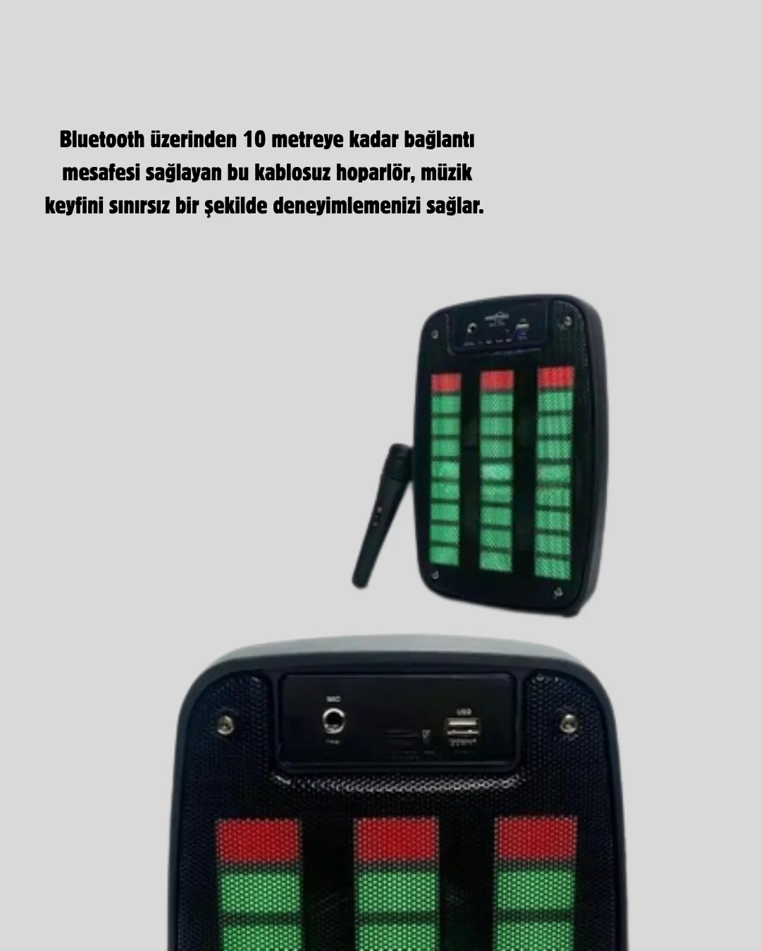 GTS 1793 Işıklı 6.5 İnç Kablosuz Hoparlör Bluetooth, USB ve FM Öz