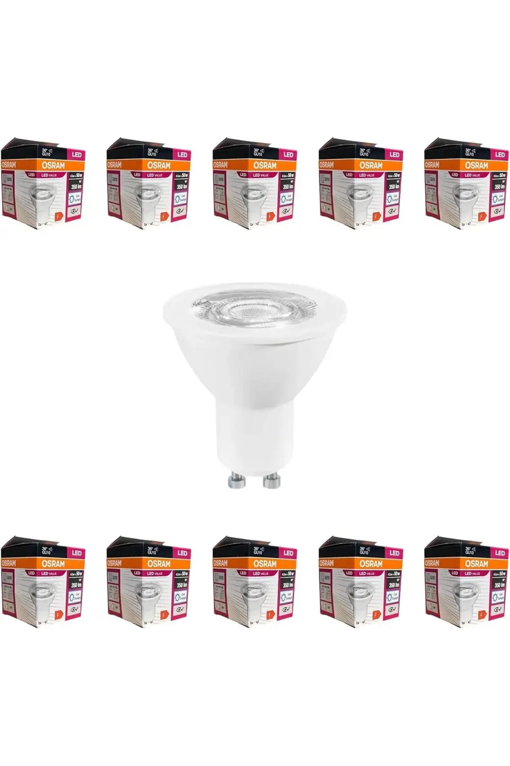 GU10 LED Ampul 4.5W 6500K Beyaz Işık – 350lm, 36° Işık Açısı, 10'