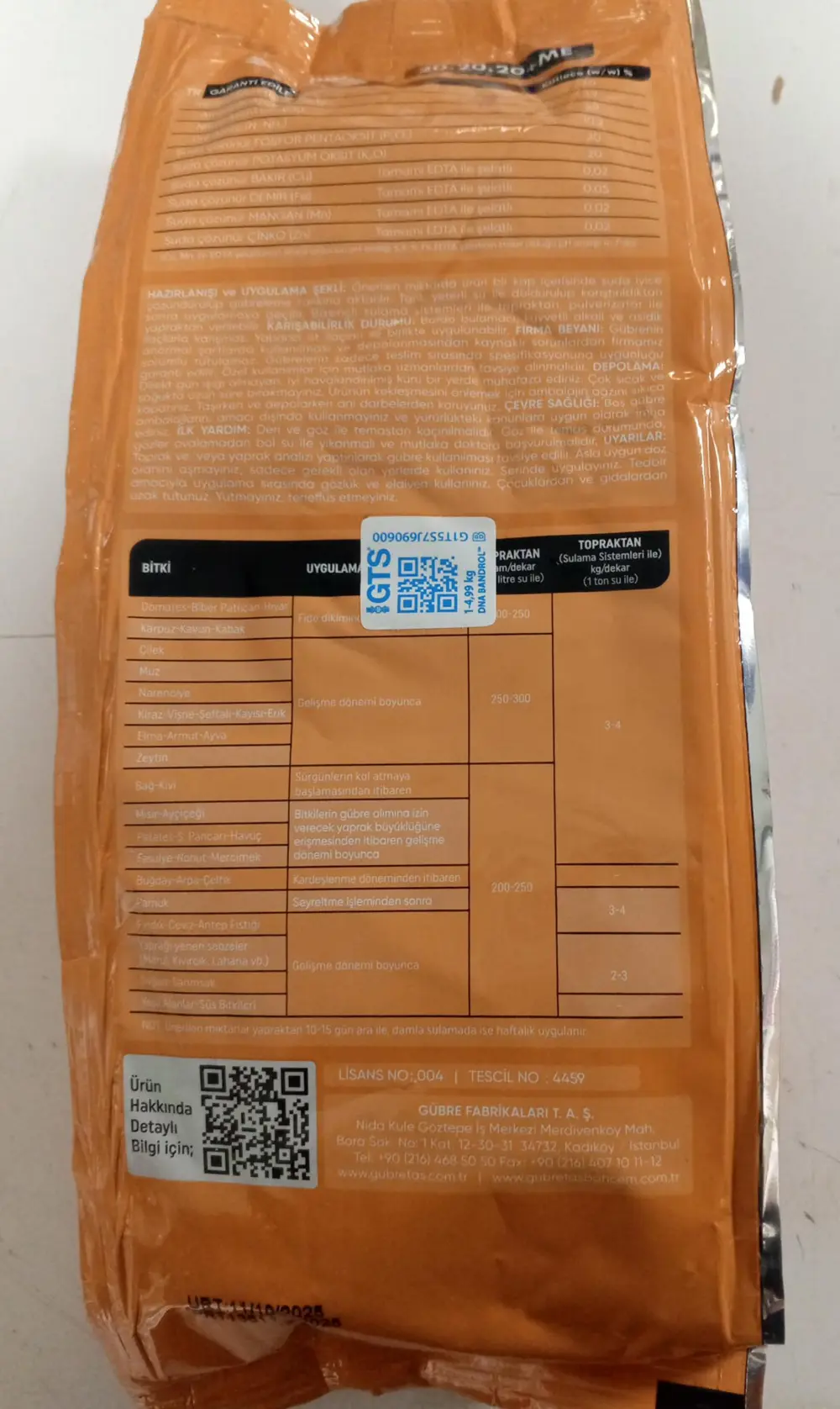 Gübretaş 20.20.20 NPK Ağaç Bitki Meyve Sebze Çiçek Gübre 1 KG