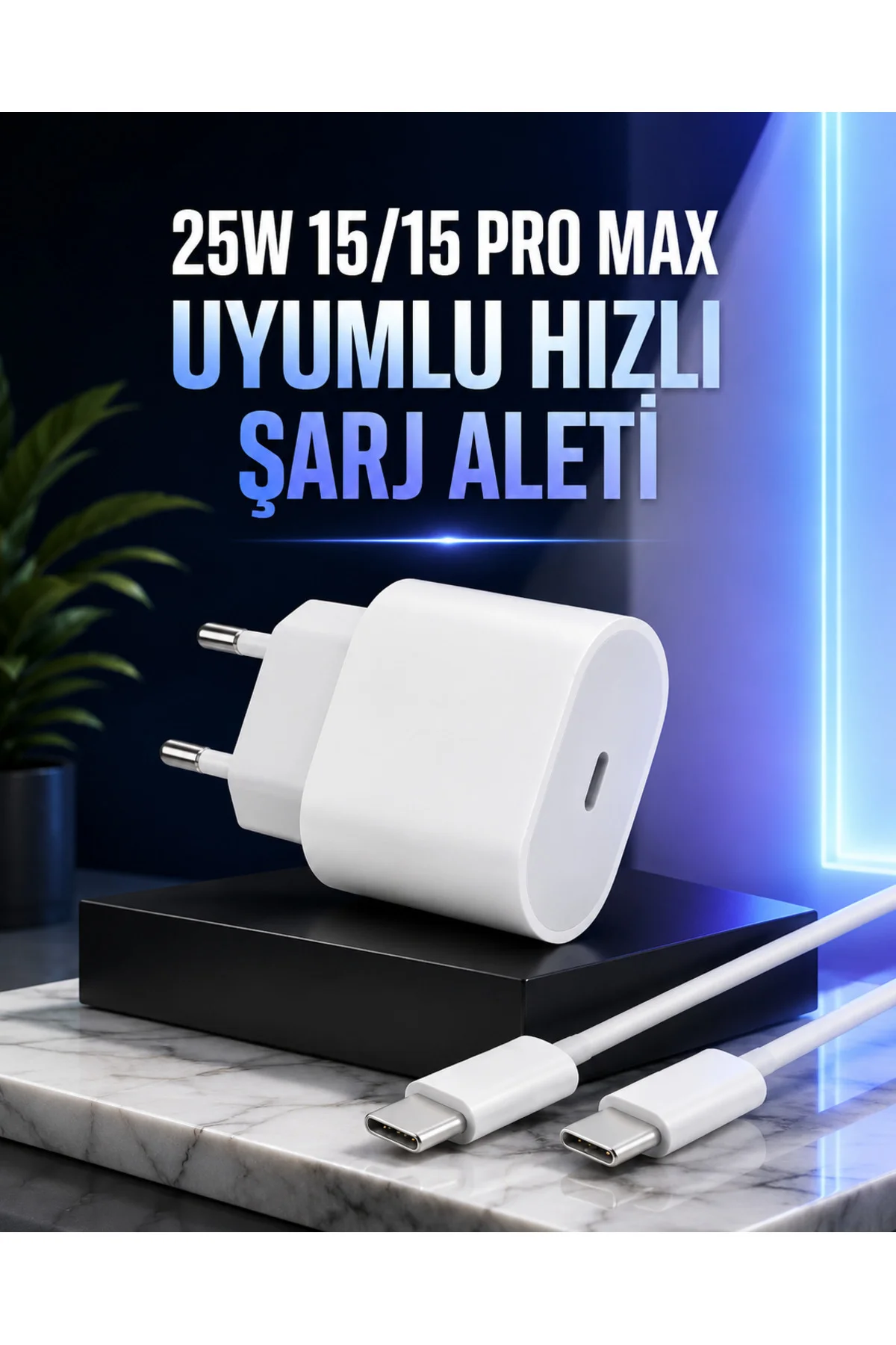 Güç Adaptörü ve Kablosu Şarj Aleti 15/15 Pro Max Uyumlu Hızlı Şarj