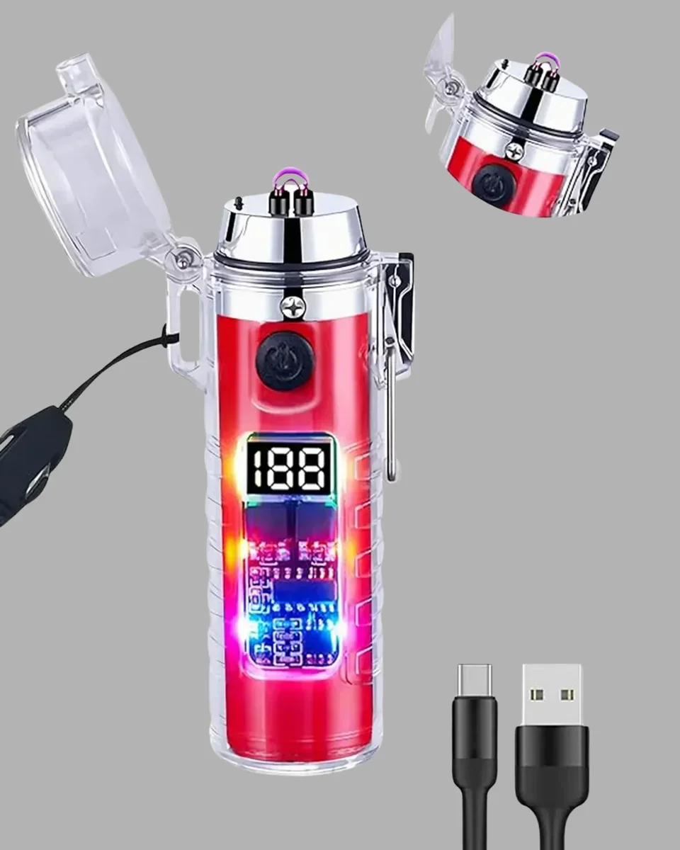 Güç Göstergeli Şarjlı Fenerli USB Elektrikli Çakmak