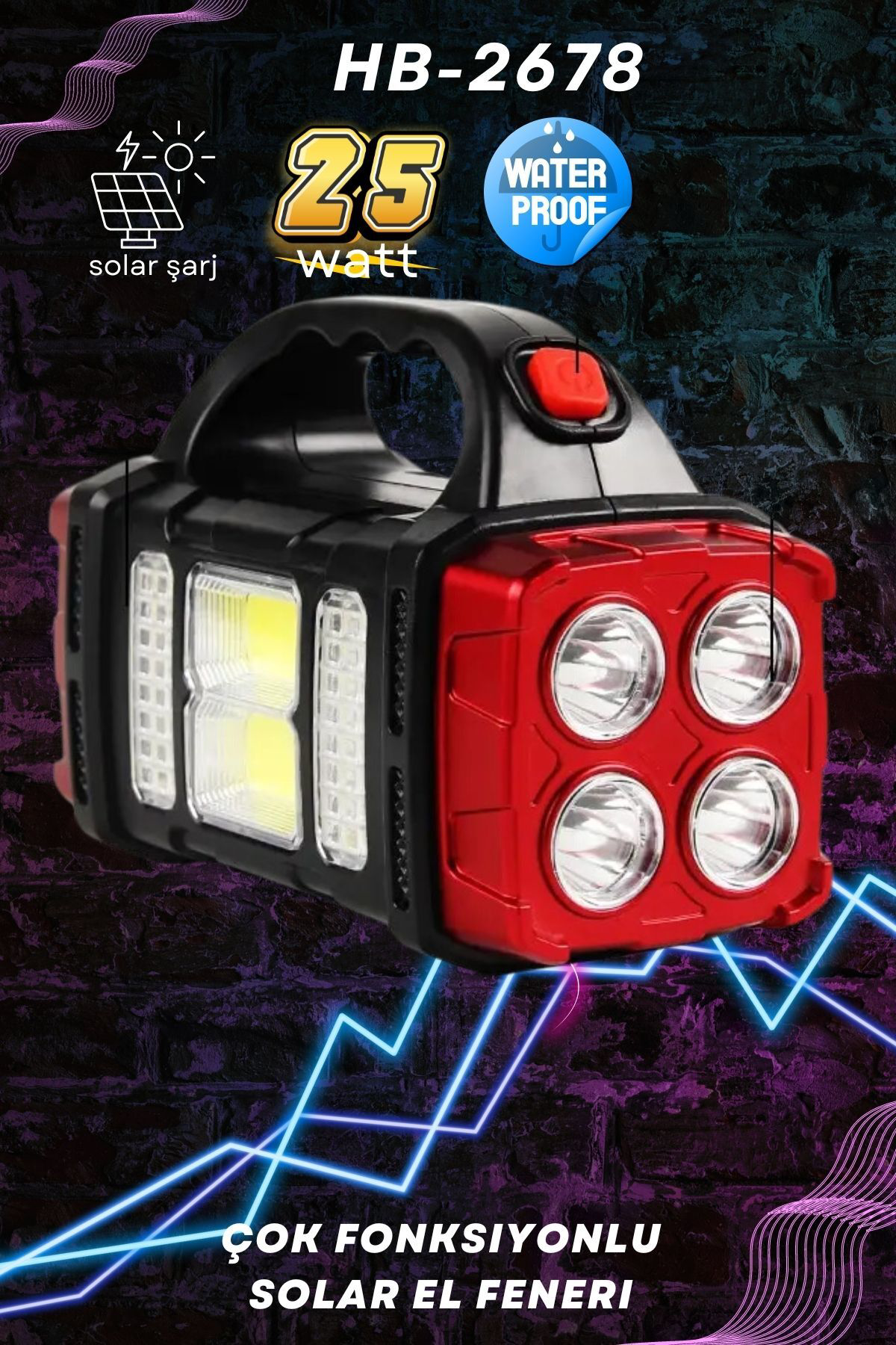 Güçlü güneş LED ışıkları el feneri paneli harici  kamp yürüyüş US