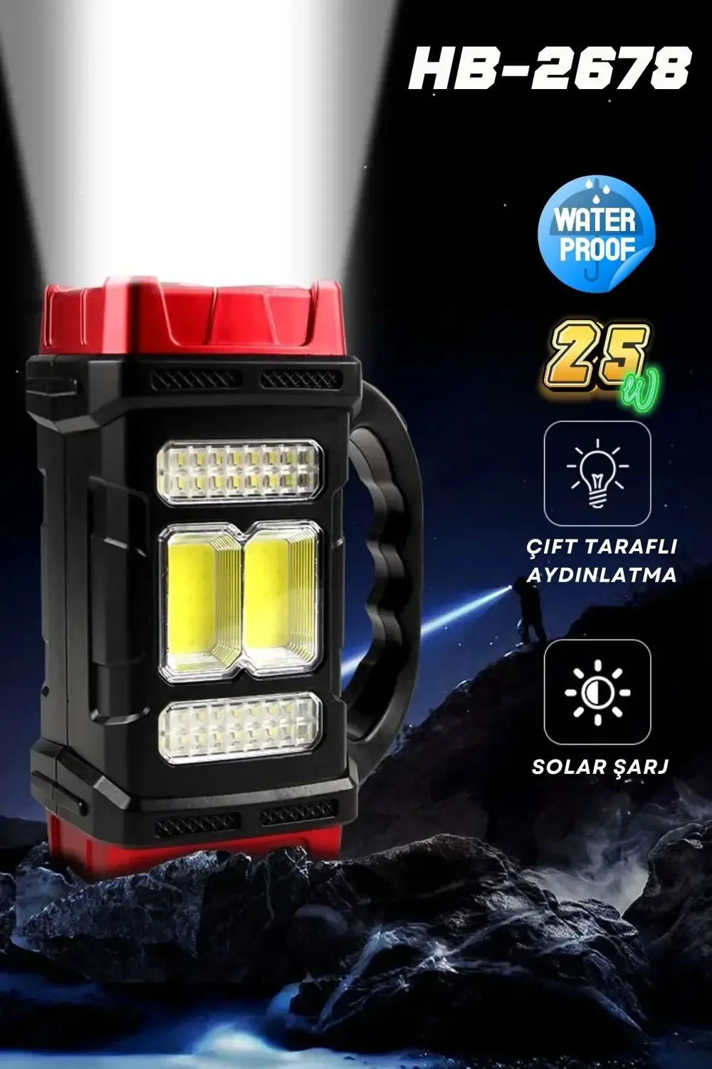 Güçlü güneş LED ışıkları el feneri paneli harici  kamp yürüyüş US