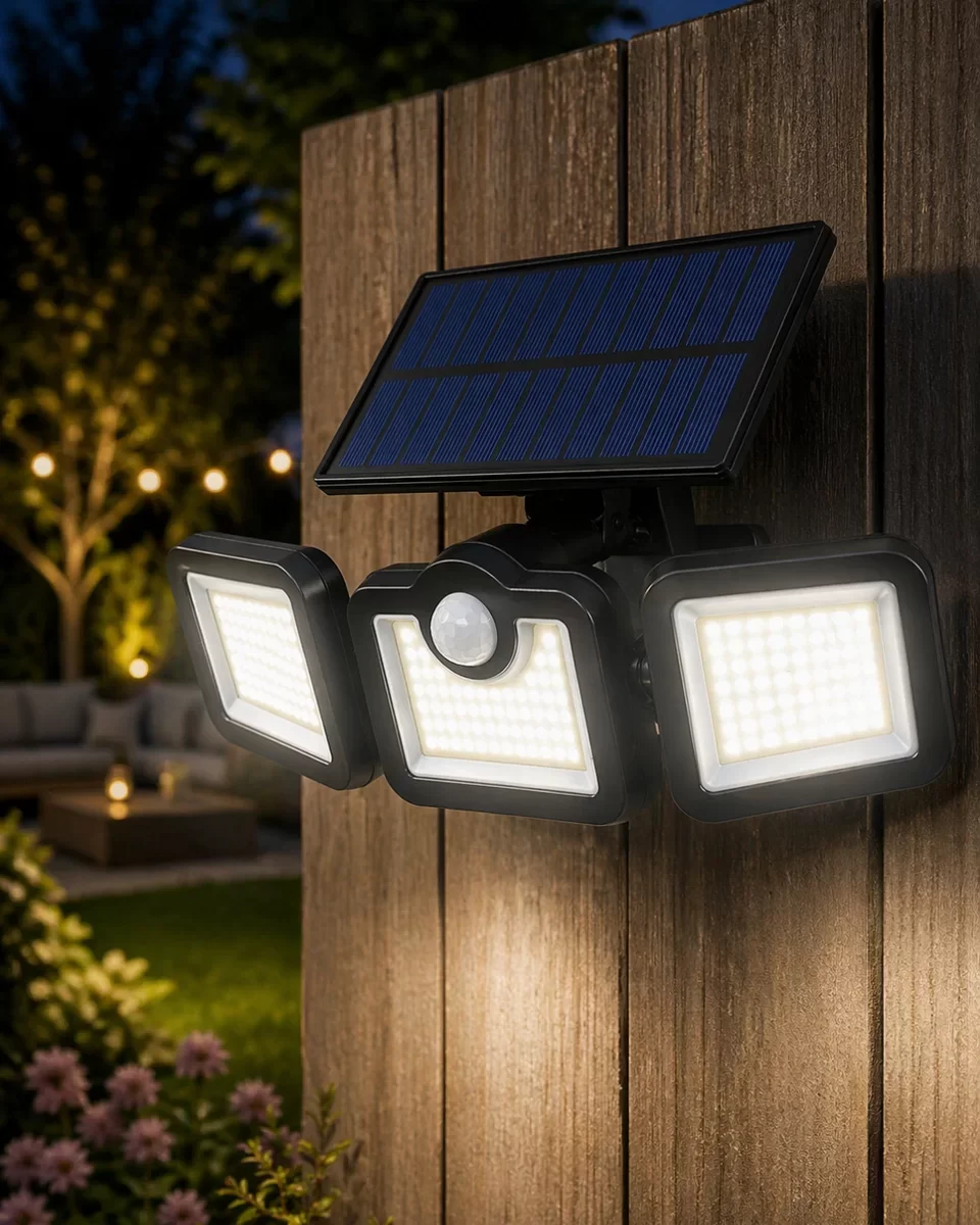 Güçlü Hareket Sensörlü Solar Bahçe Lambası - LED Duvar Projektörü ve Otomatik Güvenlik Işığı