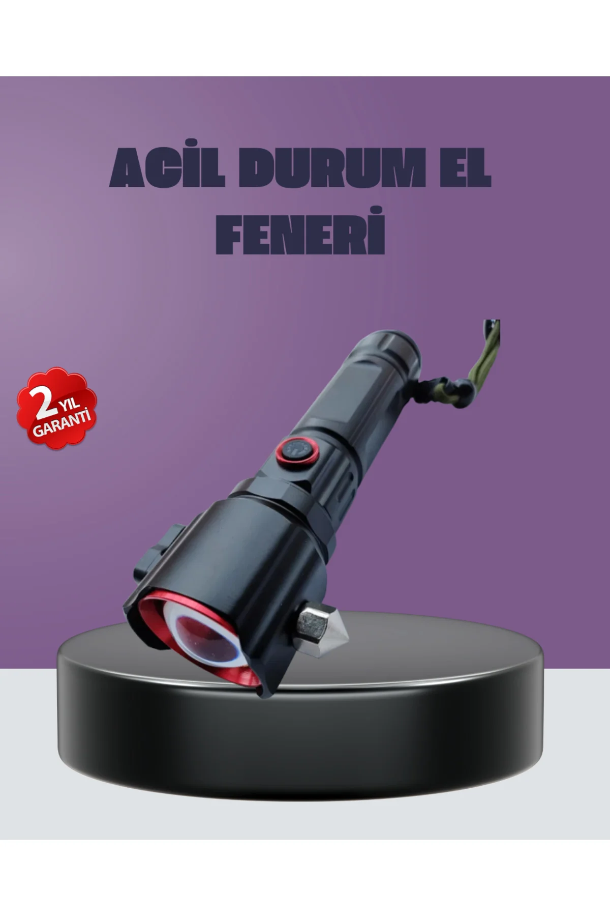 Güçlü Işıklı El Feneri Acil Durum Çekiç ve Pusula